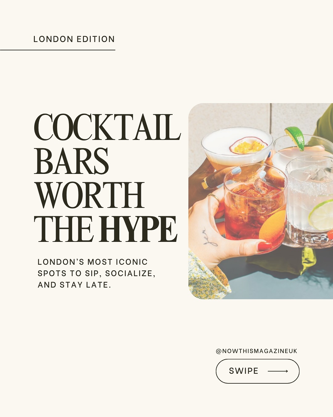 WHICH COCKTAIL BARS WORTH THE HYPE? ✨
From hidden speakeasies to five-star icons, London’s cocktail scene is unmatched. 🍸
Which one are you hitting first? 👇
📍The Connaught Bar, Mayfair
📍Nightjar, Shoreditch
📍Swift, Soho
#NowThisMagazineUK #LondonCocktails #CocktailBarsLondon #LuxuryLondon #LondonEdition #MayfairNights #ShoreditchVibes #SohoNights #LondonLifestyle #LondonDrinks #MixologyMagic #SpeakeasyLondon #CocktailCulture #LondonHotspots #WhereToDrinkLondon #BestBarsLondon #BarHoppingLondon #LondonLuxury #HiddenGemsLondon #ConnaughtBar