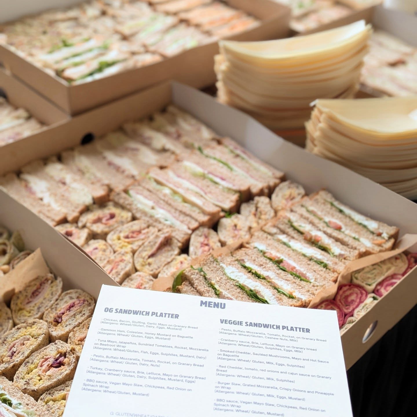Did you know that our OG Sandwich Platters are also available in full Vegetarian and Vegan versions? #cateringdublin #sandwichplatters #corporatelunch
