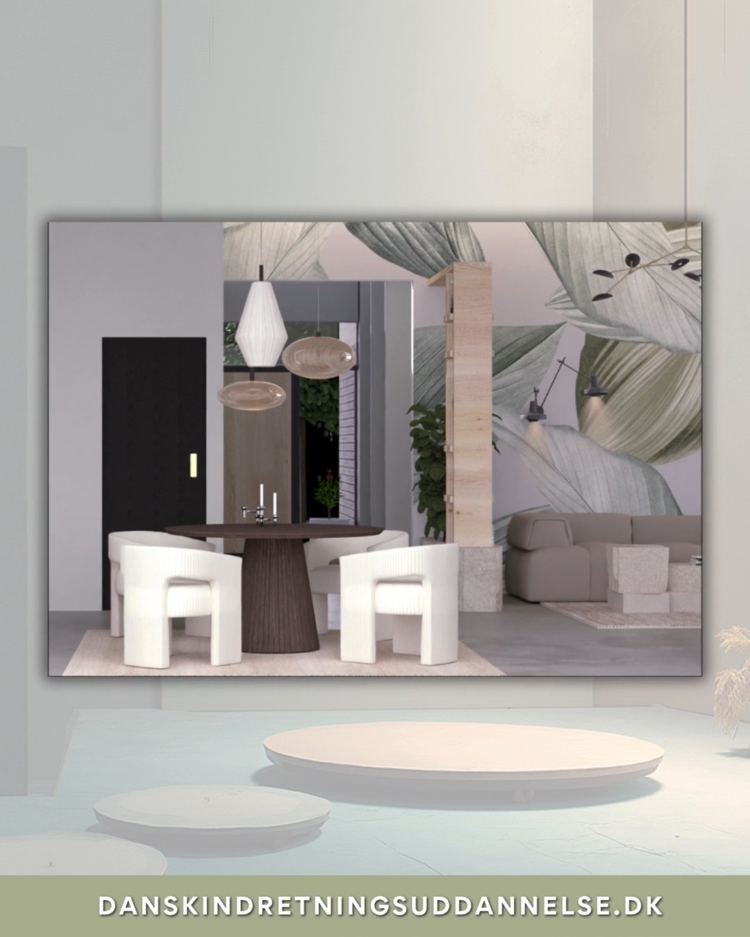 🌿 Biofilisk design i fokus 🌿
Vi er vilde med Jannis indsendelse fra Modul 16! Hun har arbejdet med biofilisk design – og se lige, hvilken skøn stemning planterne tilfører rummet. ✨
Men hvad er biofilisk design egentlig?
Det handler om at bringe naturen ind i vores hjem og arbejdsrum. Grønne planter, naturlige materialer, dagslys og organiske former skaber ro, harmoni og trivsel. Det gør rummet mere indbydende og stimulerer både kreativitet og velvære. 🌱
I praksis kan det være:
- Grønne vægge og planter 🌿
- Træ, sten og andre naturlige materialer 🪵
- Organiske former og naturlige teksturer ✨
Tak til Janni for inspirationen – det er virkelig et rum, man får lyst til at træde ind i! 💚 Har du lyst til at lære mere?
#BiofiliskDesign #Indretning #Planteglæde #HjemOgVelvære #Indretningsinspiration #GrønIndretning