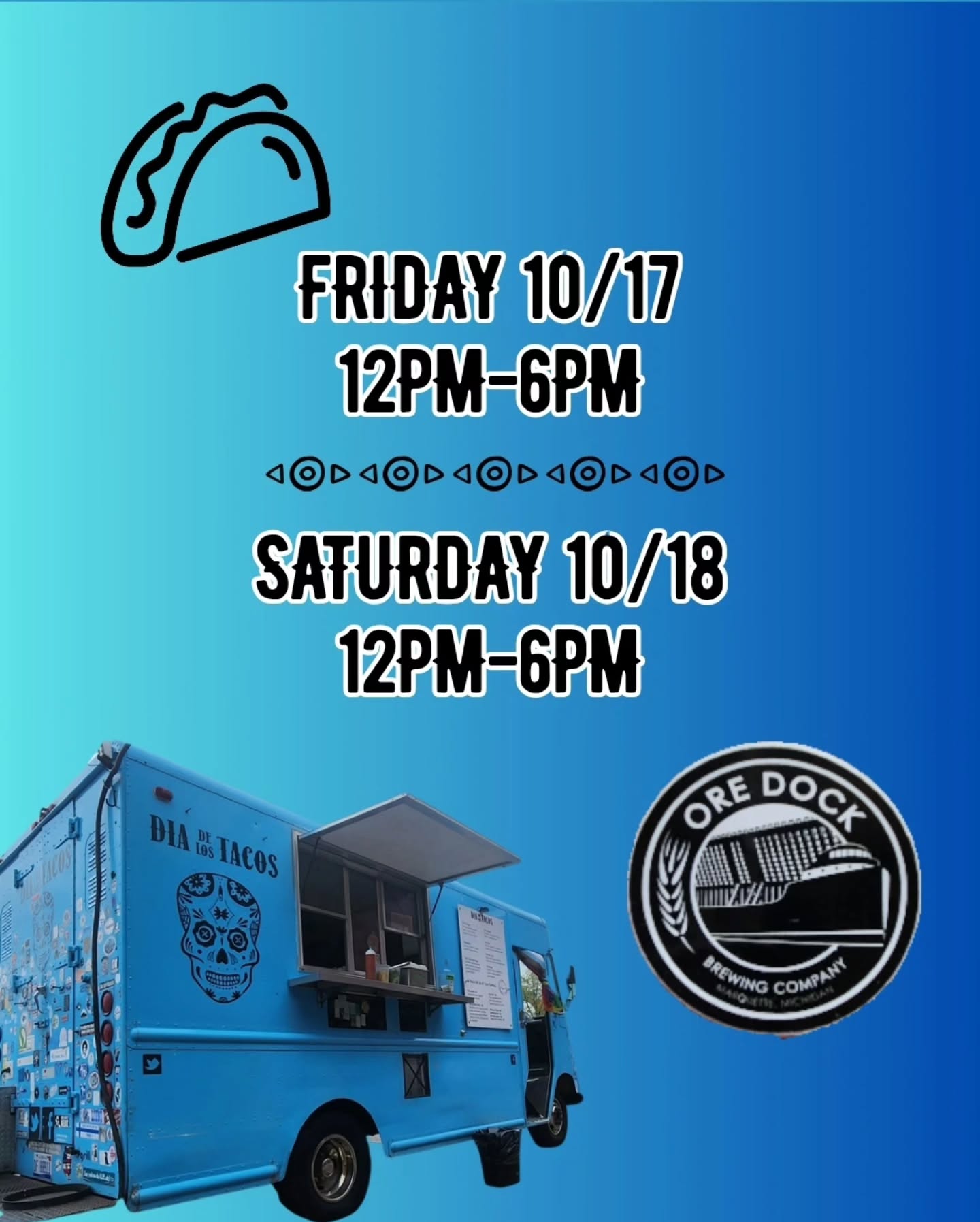 HEADS UP!!
We got a few schedule changes this weekend, but hope to serve you the same tasty tacos as always.
Come and get em till October 31st!
After that we will see you in May, get em while you can!