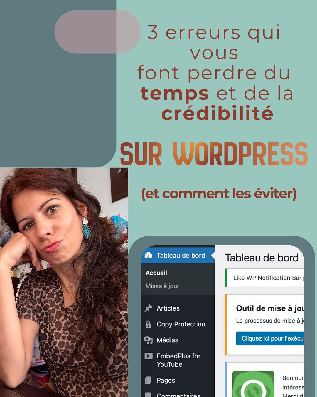 Tu ouvres le tableau de bord de ton client…
et tu hésites à cliquer.
Peut-être que tu t’es déjà dit :
« Je préfère ne pas toucher, j’ai peur de tout casser. »
Bonne nouvelle : WordPress n’est pas si difficile à prendre en main ! Il s’agit d’adopter les bons réflexes.
Dans ce post, je partage avec toi trois erreurs courantes, mais faciles à éviter ;)