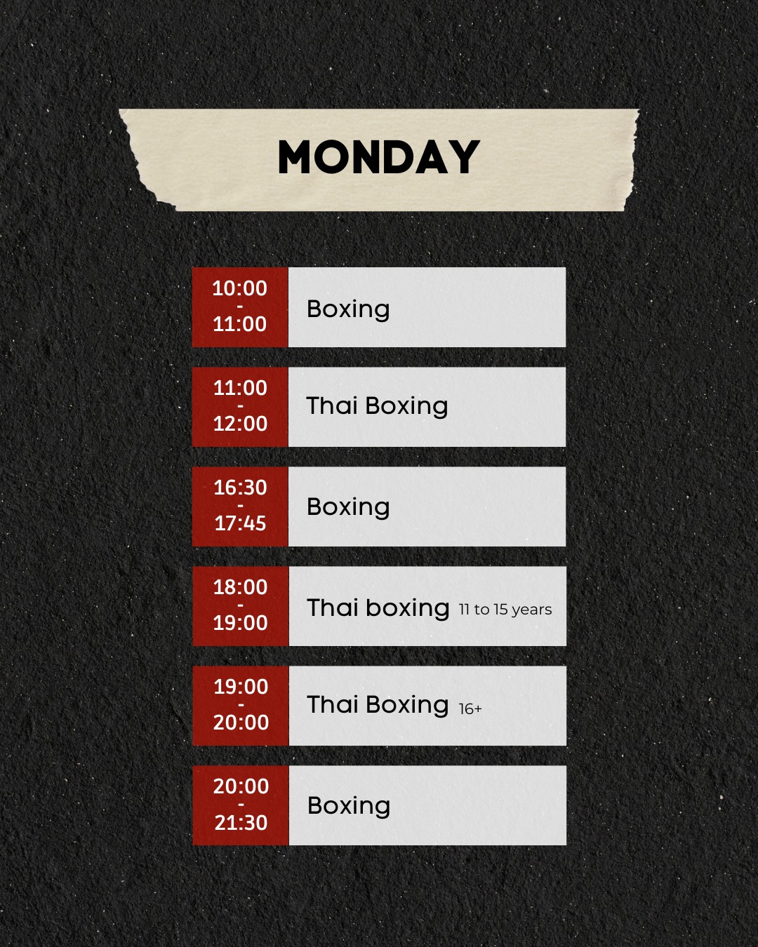 MONDAY SCHEDULE ๐ฅ