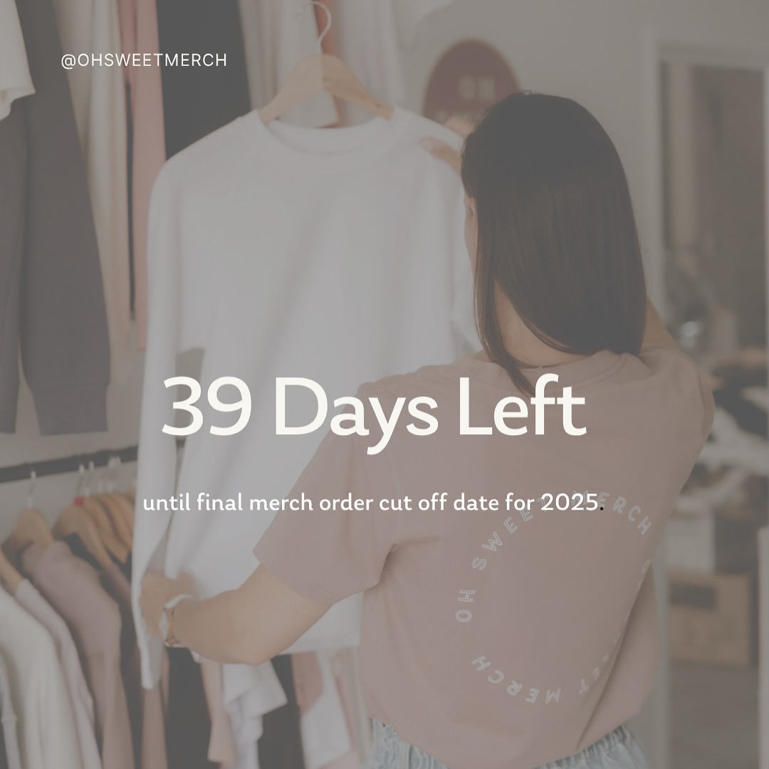 🔔 A friendly (but serious ) reminder
You have 39 days left to get your Merch Orders in for guaranteed pre Christmas delivery
Orders received AFTER this date will be processed after our team returns from drinking, eating and celebrating their way through the Christmas break 🌲
If you have staff gifts, summer merch , event giveaways to organise NOW is the time to get your merch and promotional item orders in
#merch #brandedapparel #apparel #merchandise #promotionalmerchandise #uniforms #perthsmallbusinesses #perthsmallbiz #perthgirlboss #perthgirlbosses #clothingbrand #promotionalproducts