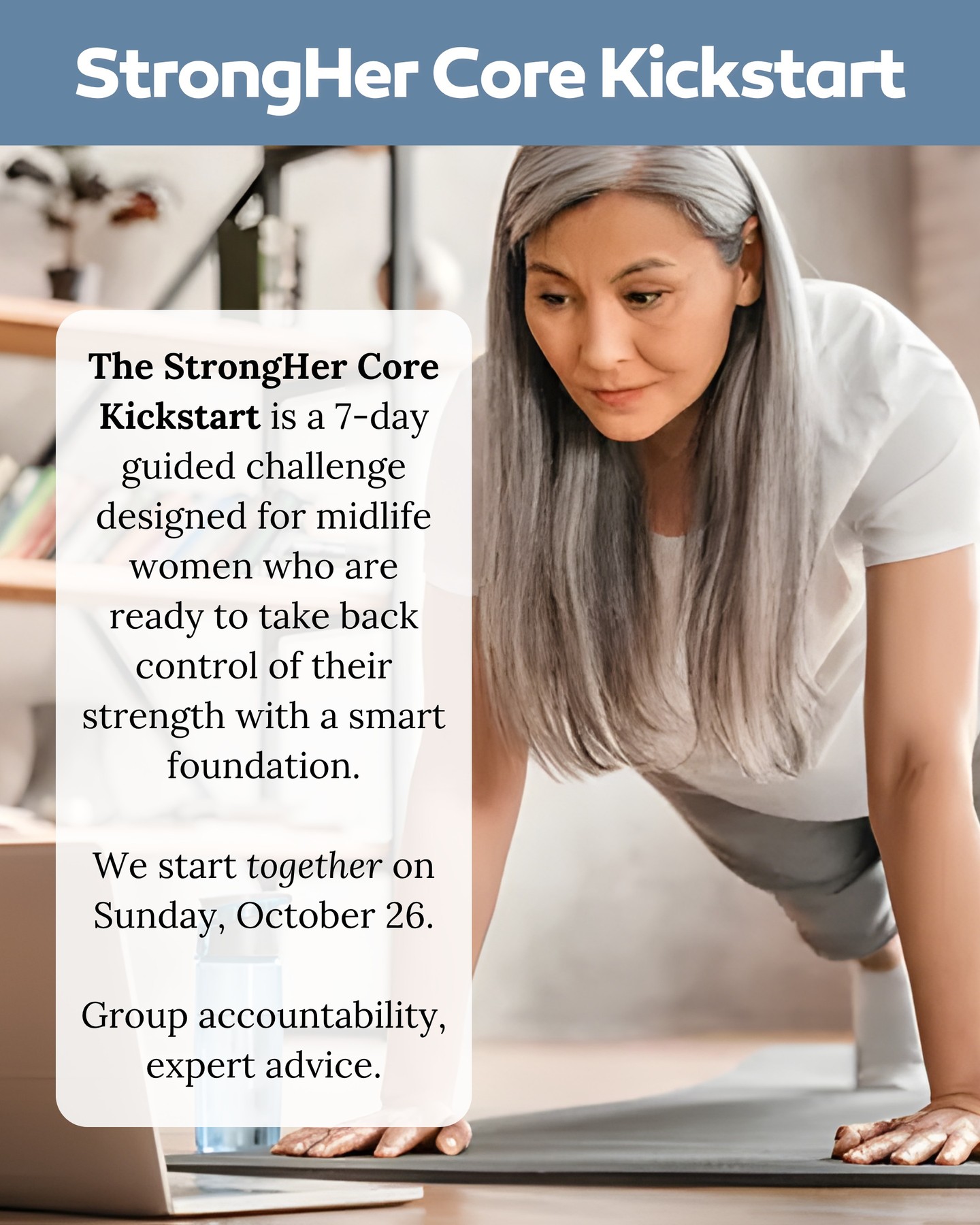 ✨ You deserve to feel strong in your body again. ✨
If you’ve felt like your body doesn’t respond the way it used to — you’re not alone.
The StrongHer Core Kickstart is a 7-day guided challenge designed exclusively for midlife women who are ready to take back control of their strength.
Led by menopause-savvy personal trainer Sara Rollo, this program helps you:
🌿 Rebuild your core and balance
🌿 Reduce back and joint pain
🌿 Regain confidence from the inside out
You don’t need intense workouts or endless routines.
You just need the right support — and that’s what StrongHer is all about - supporting you, in community, with like-minded women going through the same things you are.
🗓 October 26 – November 2
💻 Join from anywhere — it’s all online - and it's only $20
💪 StrongHer is all about feeling better, together!
Comment CORE and we'll send you the link for more info!
And consider sending to a friend, so you can hold each other accountable and make it more FUN!
#StrongHerCoreKickstart #MidlifeStrong #WomenWhoMove #MenopauseWellness #FeelStrongAgain #StrongHerChallenge