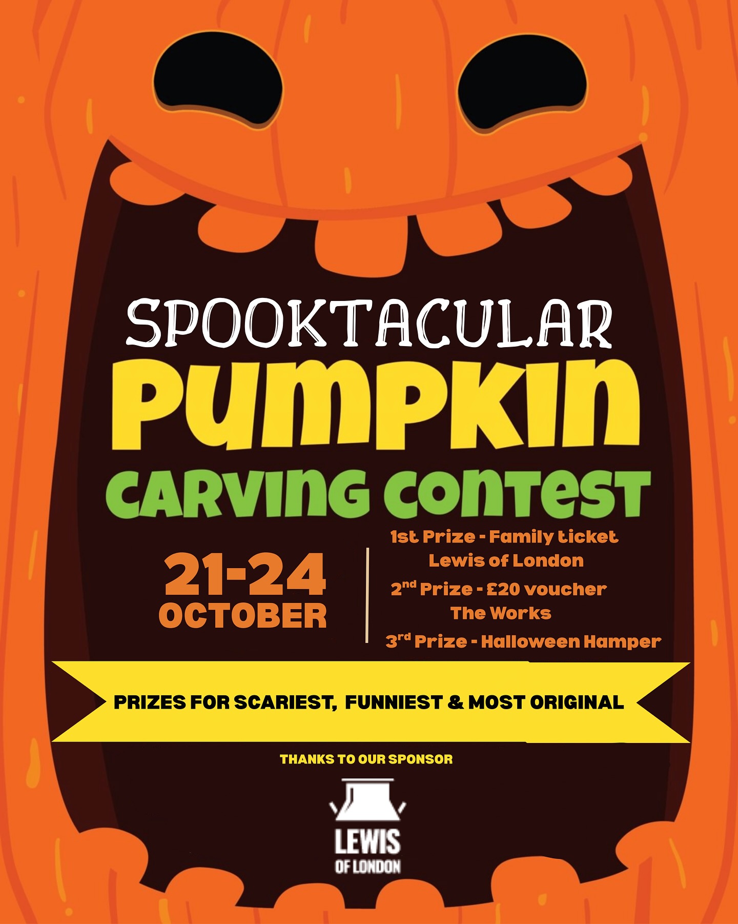 🎃 Pumpkin Carving Contest!
Don’t forget — it’s Inset Day tomorrow (Monday), so it’s the perfect chance to get carving your pumpkin! 🕸️
Bring your spooky creation to school any day from Tuesday to Friday this week to enter the contest. We’ll line them up outside for everyone to admire! 👻
🪙 £1 per entry — please remember to put your name on your pumpkin.