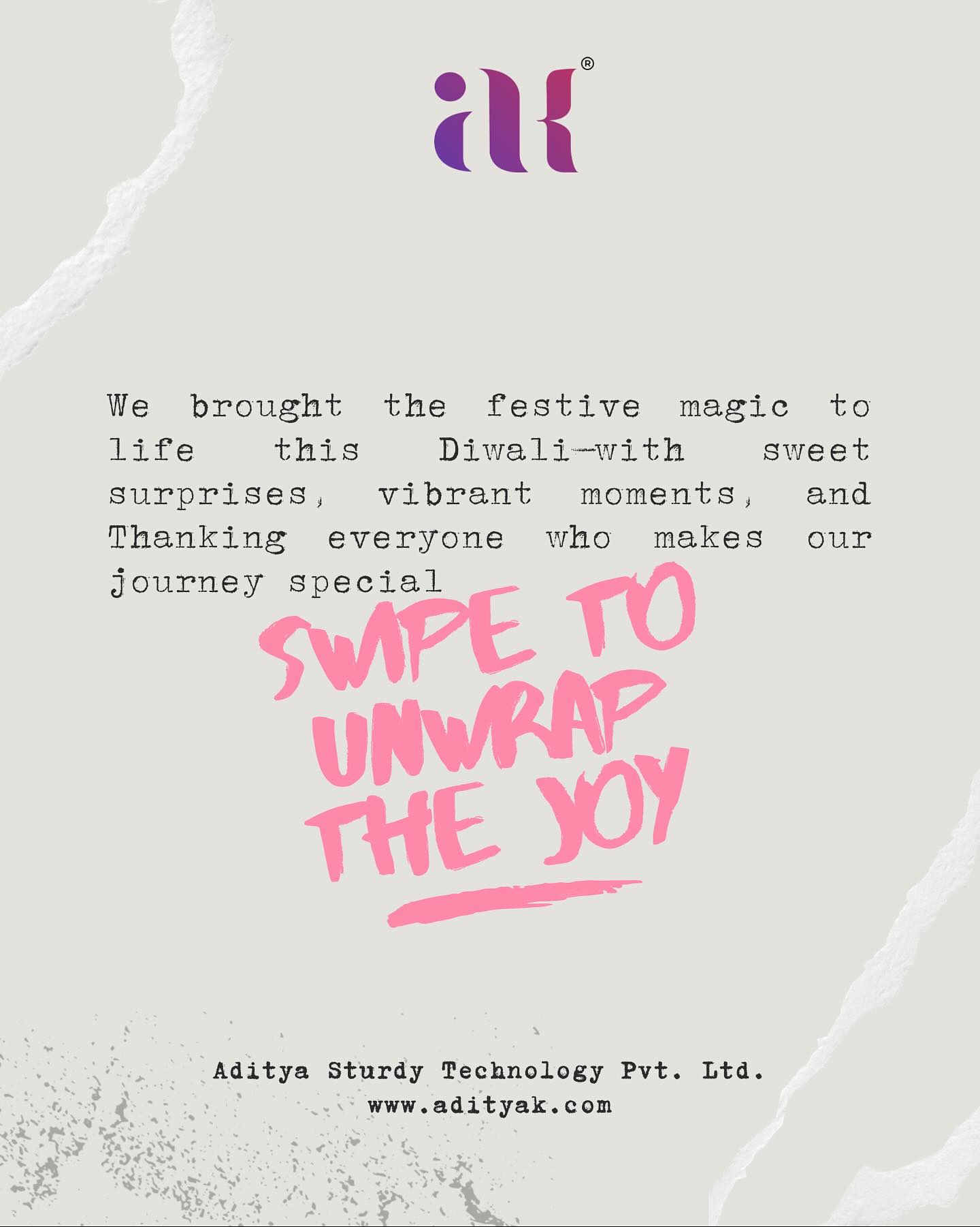 This Diwali, our hearts are full of gratitude. ✨
To everyone who makes our journey meaningful - our clients, team, partners, and well-wishers, thank you for being a part of our story.
Your trust, support, and belief in us light the way forward.
Here’s to celebrating many more milestones, reaching new heights, and growing together.
Wishing you and your loved ones a Diwali filled with light, laughter, and endless blessings. 🌟
Happy Diwali from all of us to you! ❤️
With love,
Aditya & Vishva Khakhria
www.adityak.com
#diwaligreetings #happydiwali #adityasturdytechnology #adityakhakhria #vishvakhakhria