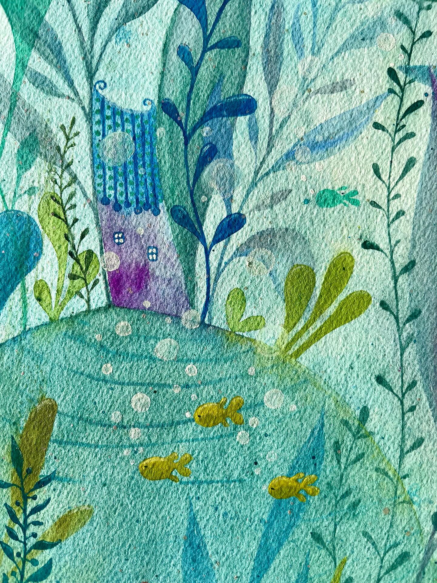 New watercolor painting made for order. The prompt was to paint a magical underwater world. Blues and fishes… have I suceeded? What do you think?
#annabies #aquarelle
#underwater #houses #fishes #switzerland