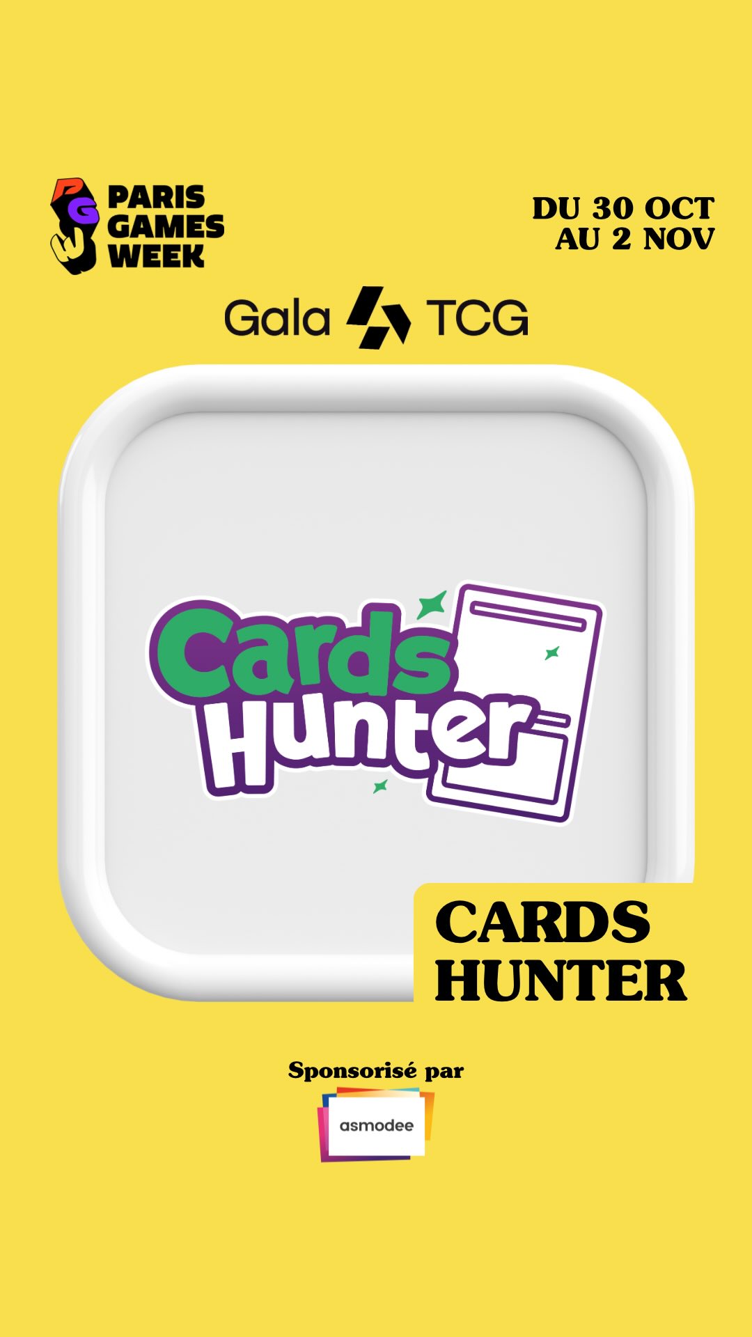Thomas de @cardshunterofficiel et son équipe nous fait le plaisir de se joindre au Gala TCG lors de la @parisgamesweek 🫶🏼
Sur leur stand vous trouverez des cartes à l’unité FR et JAP vintage et récentes, des cartes gradées de chez PSA et vous pourrez bien évidement faire racheter ou échanger votre collection.
Rendez-vous sur leur stand du 30 octobre au 2 novembre, Porte de Versailles à Paris !
🎟 Billetterie en ligne sur www.parisgamesweek.com
#GalaTCG #PGW #CardsHunter #PokemonTCG #TCGCollectors