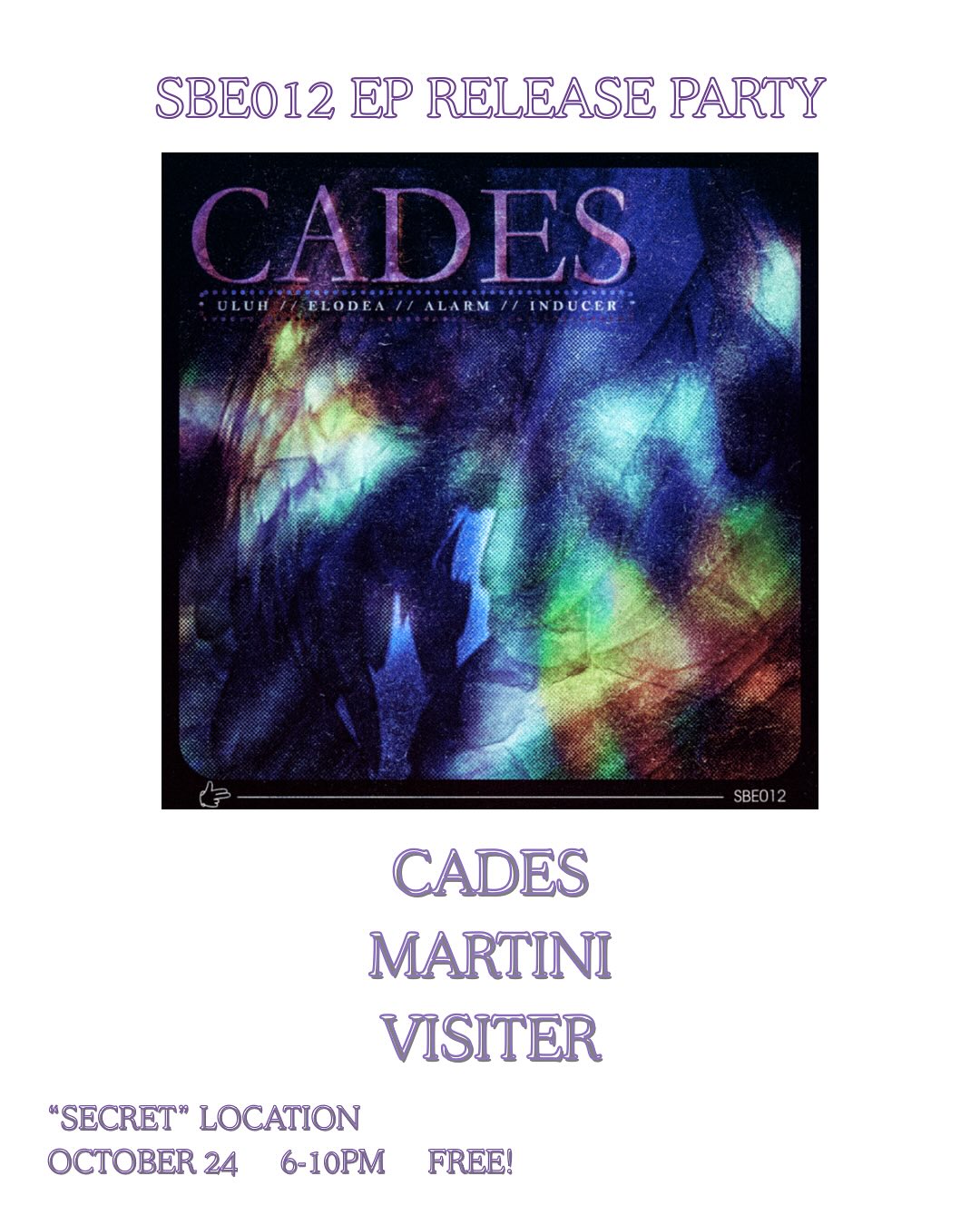How could we welcome @cades EP release on the SBE label without a proper celebration?! Following the 4-track release on Thursday, we’re linking up for happy hour vibes on Friday the 24th in a familiar location for a celebratory situation
Tapping in alongside Cades steps up @m_a_rtini for their first time on an SBE dance & @visiter.sound holding it down for the crew
Big love to Cades for trusting us with such a huge release, be sure to check it out on the SBE bandcamp or streaming come Thursday. Flyer art by the powerful @sarkosis.nj
Free party, be sure to subscribe to our email list via the bottom our website to receive venue details ahead of Friday - Link in bio
SEE YOU IN THE DANCE