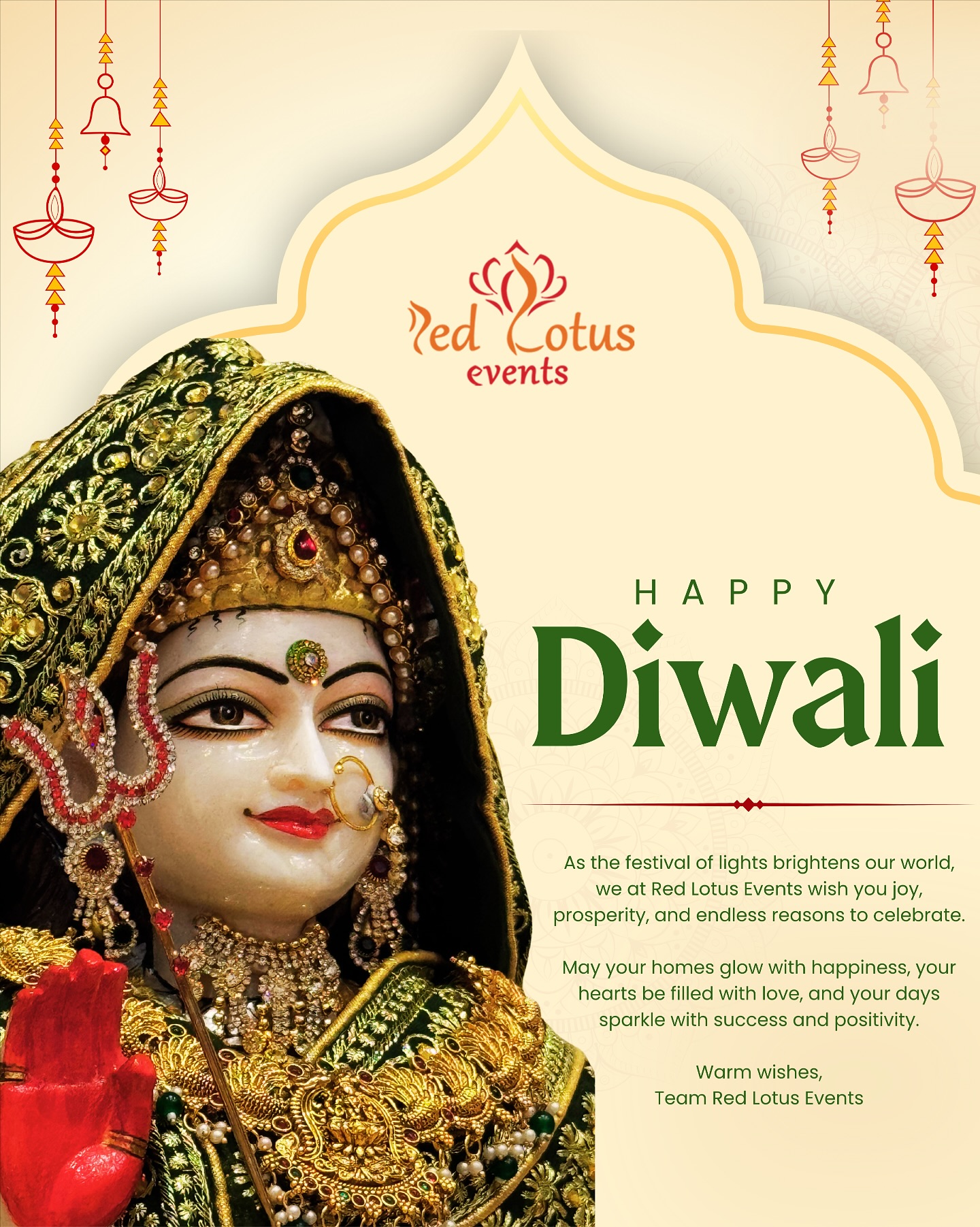 As the festival of lights brightens our world, we at Red Lotus Events wish you joy, prosperity, and endless reasons to celebrate. 🥳
May your homes glow with happiness, your hearts be filled with love, and your days sparkle with success and positivity.
Warm wishes,
Team Red Lotus Events ❤️