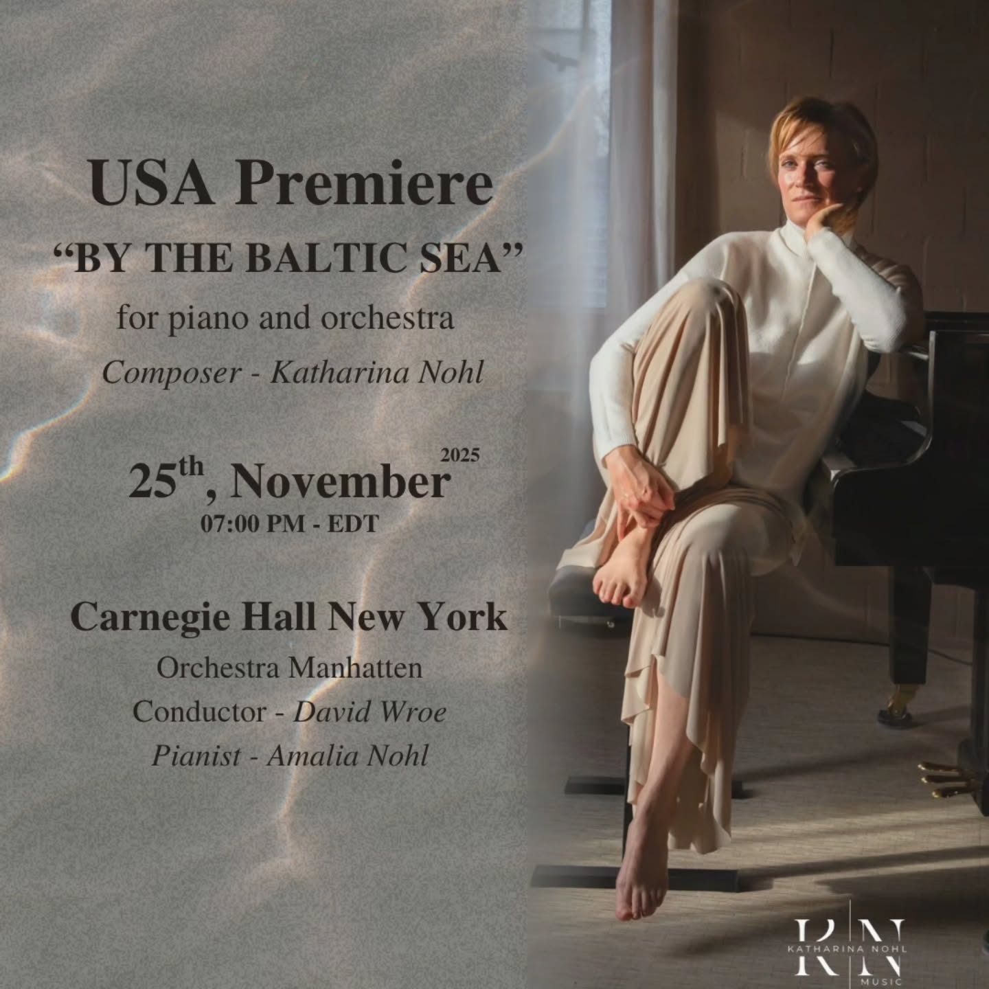 I'm getting ready for my USA premiere of my pieces By the Baltic Sea for piano and orchestra.
My daughter Amalia will play the piano together with the Orchestra Manhattan under David Wroe.
What an exciting mother - daughter project! I first wrote By the Baltic Sea for a Youth Symphony Orchestra and now my youngest daughter has reached that age and will bring it to sound on the stage of Carnegie Hall!
Our adventure is on its way!
If you are around in New York on the 25th of November- please come and join us! Hope to see you there!