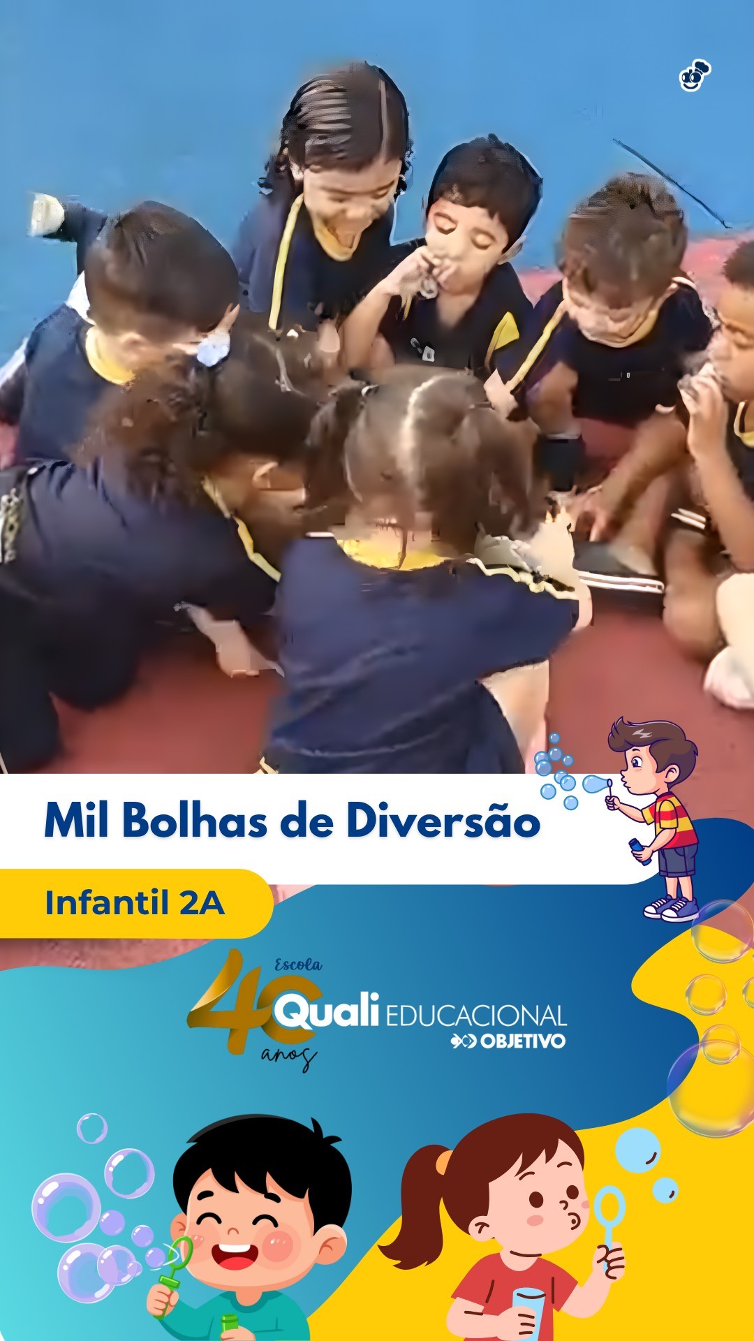 ✨ Infantil 2A – Mil bolhas de diversão! 🫧💛 Hoje a brincadeira com garrafas foi diferente! 😄 As crianças descobriram que, com um pouco de detergente e criatividade, é possível transformar simples garrafinhas em um brinquedo mágico: o “Mil Bolhas”! 🧴✨ Foi um momento cheio de alegria, aprendizado e muitas bolhas voando pelo ar! 🌈💦…