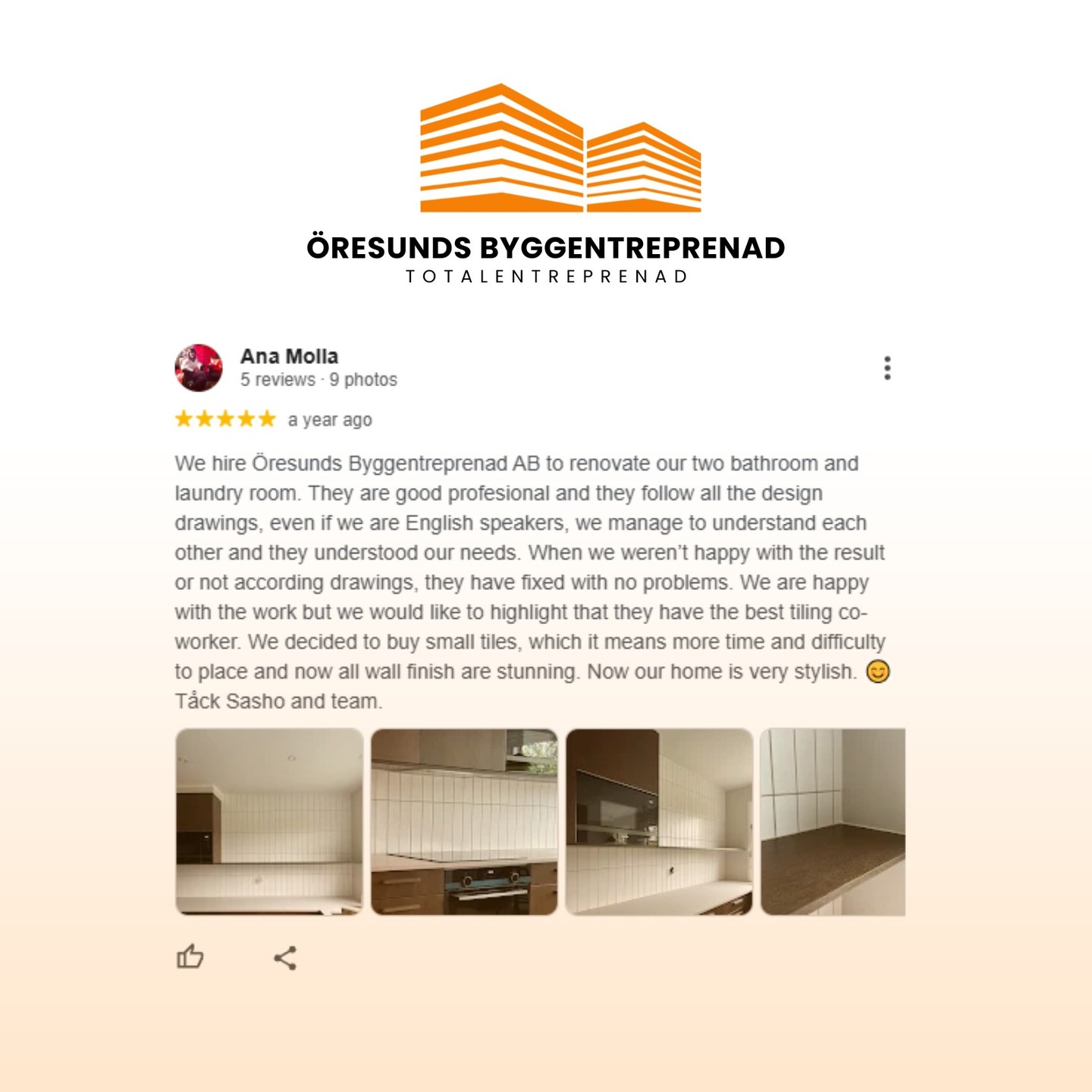 Att blicka tillbaka på tidigare projekt och nöjda kunder är alltid inspirerande. Vi ser fram emot ett starkt avslut på veckan.
www.oresundsbyggentreprenad.se