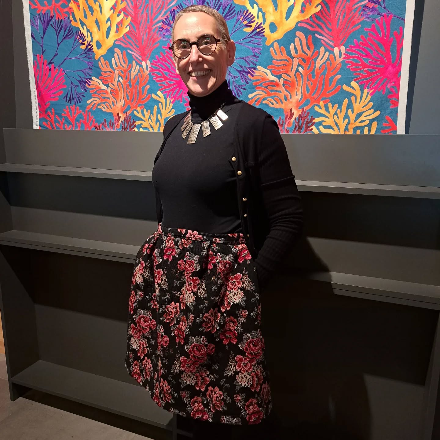 Patricia a réalisé cette jupe en jacquard, tissu @lescreativesdinan .Félicitations pour ce magnifique résultat et évidemment originale !!!😃👍🙌