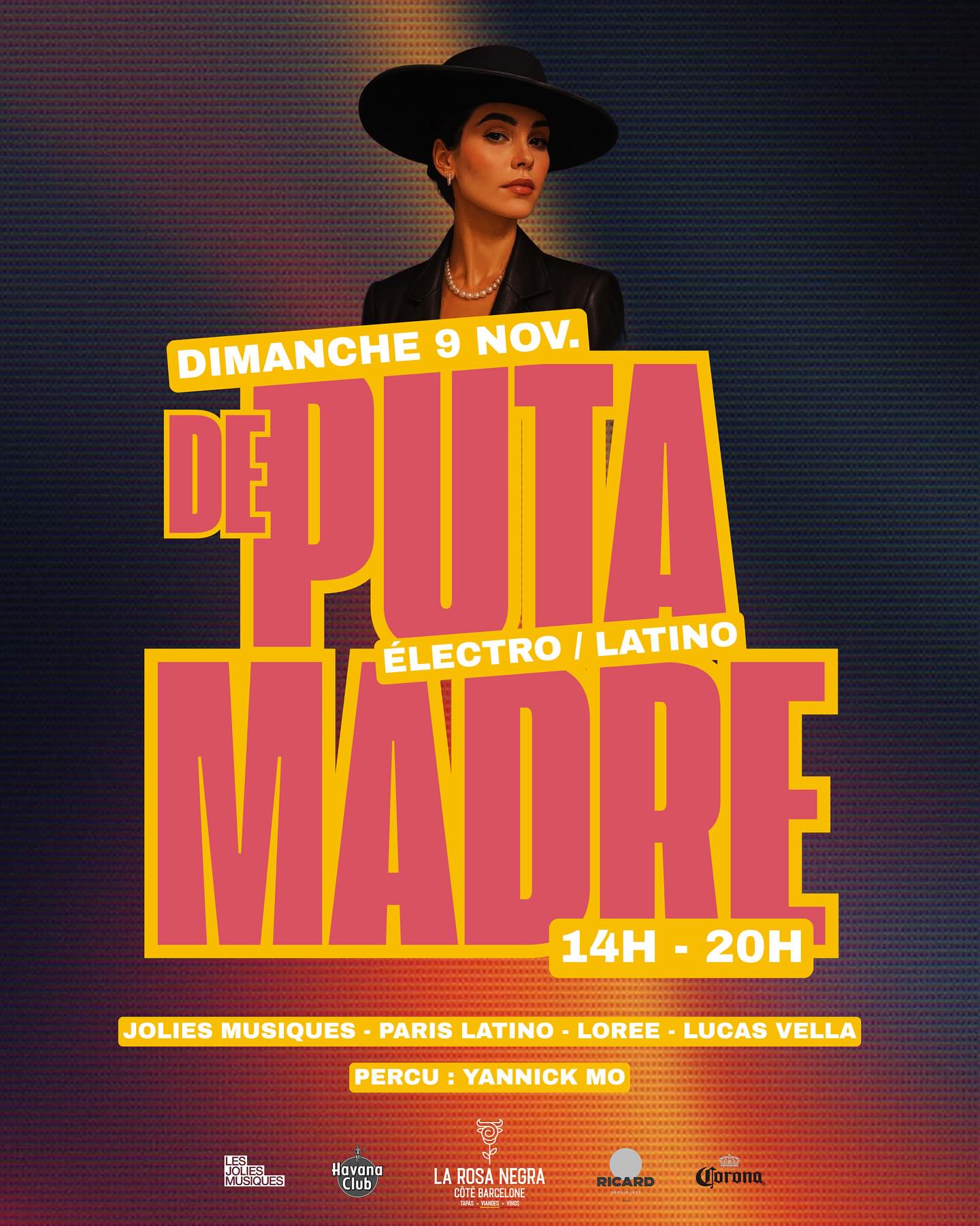⚡️ DE PUTA MADRE ⚡️
Dimanche 9 Novembre ➡️ 14h - 20h
🌞 Après-midi ELECTRO / LATINO en plein cœur de Toulouse 🌴
📀 Mix by 📀
🎶 Jolies Musiques
🎶 Loree
🎶 Paris Latino
🎶 Lucas Vella
🥁 Percu live by Yannick Mo
Une Aprem entre Calor Latino et Énergie Electro 🍹🔥
C’est La Rosa Negra côté Barcelone qui lance cette 1ere édition, et tu ne peux pas manquer ça 💃🕺
👉 Save the date. No No No José No Se Bueno !!!
On part pour un dimanche DE PUTA MADRE 🌞🎶
#LaRosaNegra #Toulouse #ElectroLatino #DePutaMadre #SundayVibes #FiestaLatina #JoliesMusiques #LatinoHouse
