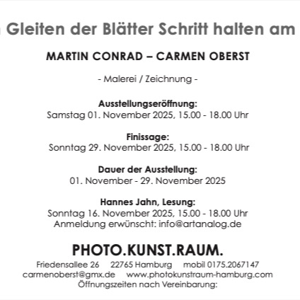 Freue mich sehr auf die künstlerische Begegnung mit Martin Conrad und Carmen Oberst!