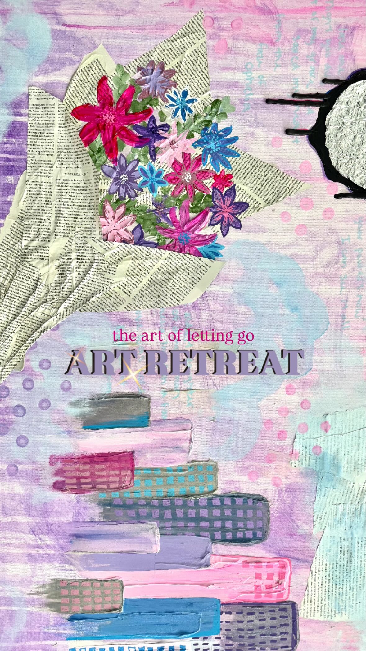 i’m still daydreaming about last weekend ☁️ my first art retreat and easily one of the best things i’ve ever said yes to! @laurenashleighb created The Art of Letting Go, a two-day mixed media workshop where art became a tool for release, reflection, and transformation, with guest artists & live music. i’m honored to share my piece at @franklintonfridays / @400westrich on my birthday 11/14 🥳