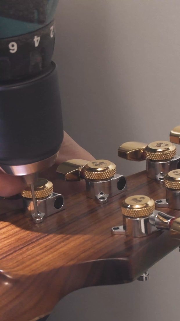 Assembly on the Icarus 8-string continues. Getting it wired up, the @grainger_guitar_parts ferrule block in place, and installing the @guitarmonkeyhardware tuners.
#ipguitars #guitarbuilder #madeinfinland #guitarsdaily #luthier