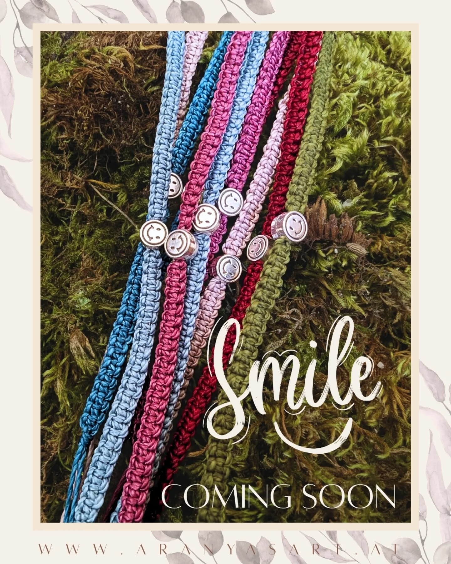 😊A little smile for you😊
Meine neuen "Smile"-Armbänder bringen ein glückliches Detail an dein Handgelenk. Sie sind aber auch ein perfekte Geschenk
💫 🎁 😊#givealittlesmile
👉🏼Bald im Shop verfügbar – wer nicht warten will, meldet sich gerne per PN, WhatsApp...
💌Herzliche Grüße,
Katharina
@aranyasart
#aranyasart #smilearmband #makramee #handmade #geschenkidee #fürdich #comingsoon #baldverfügbar #armband #schmuck #linhasitacord #laakirchen