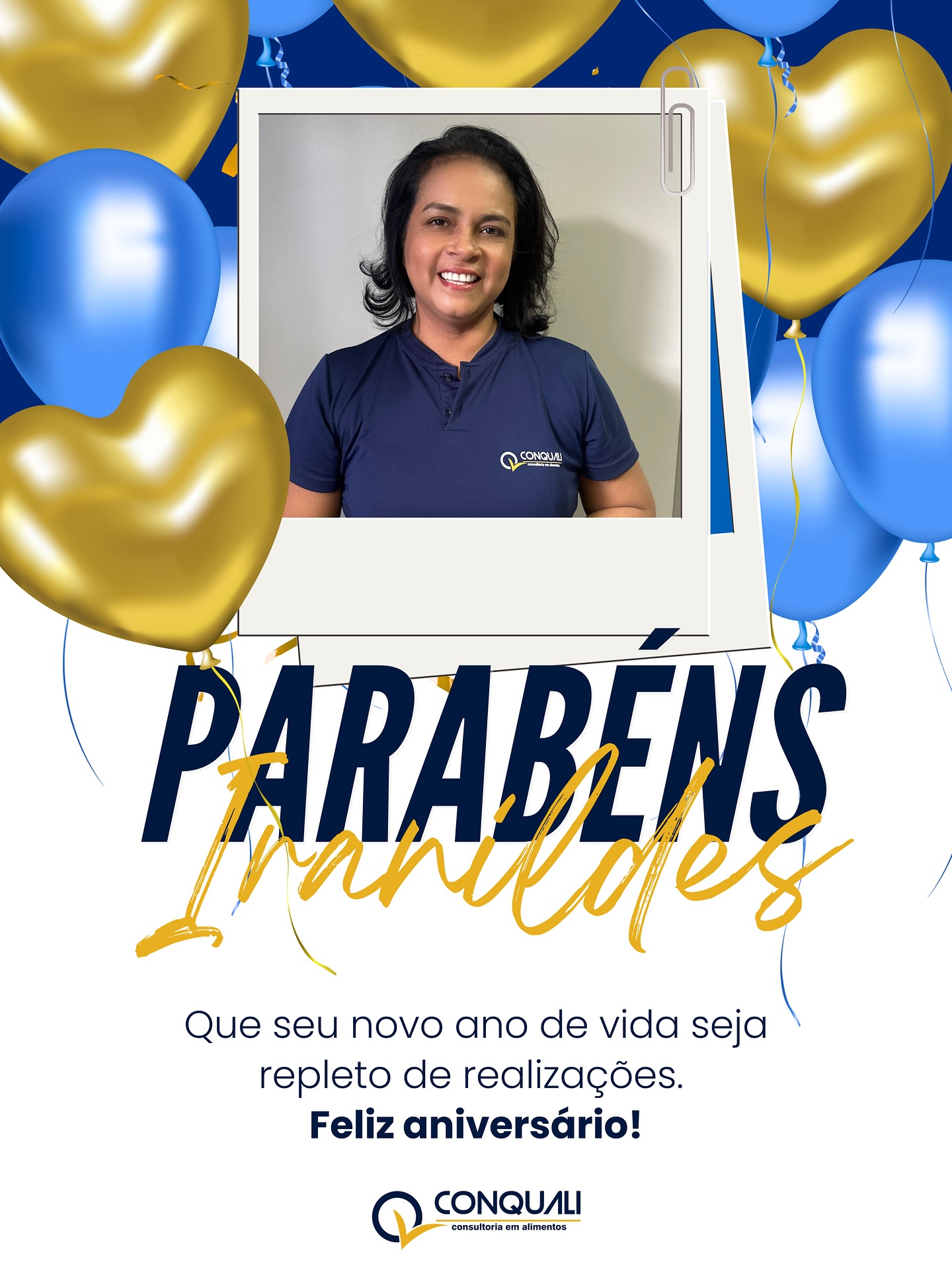 Hoje é dia de celebrar a vida da nossa querida Iranildes! 🎉🎂
Parabéns pelo seu dia, Iranildes!
🎈Que este novo ciclo venha cheio de conquistas ✨, saúde ❤️, alegrias 😄 e muitos sorrisos! 😍
Você faz a diferença na nossa equipe! 👏🏼💙
Feliz aniversário!