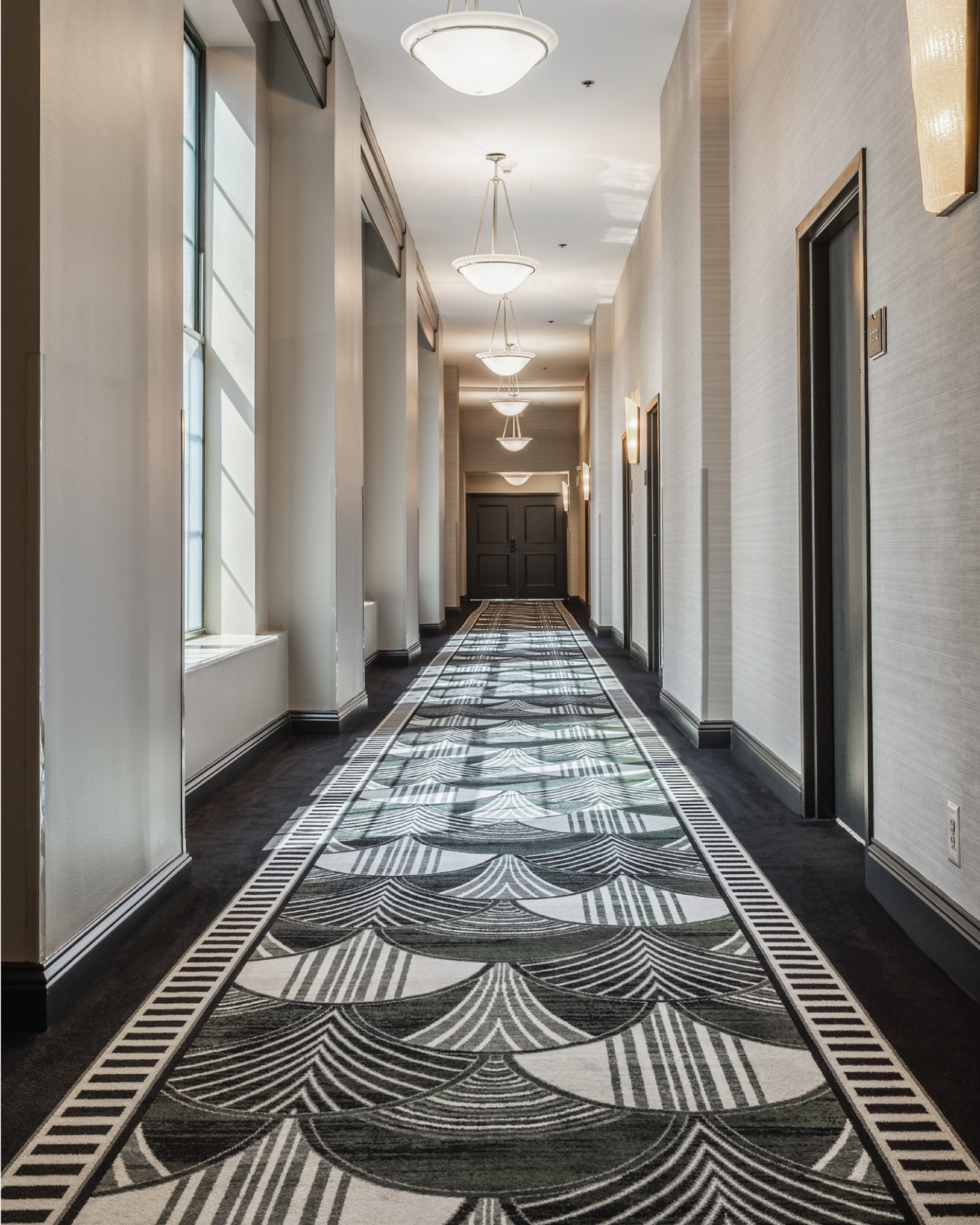 𝗧𝗵𝗲 𝗣𝗿𝗼𝗽𝗲𝗿𝘁𝘆: The Omni Severin Hotel, a downtown Indianapolis icon since 1913, has unveiled its stunning $24 million renovation, masterfully blending Art Deco charm with modern luxury. This exquisite Beaux Arts-style hotel invites guests to step into the Wholesale District's heyday, now elevated with sophisticated amenities. The 424 reimagined guestrooms and 36 suites offer breathtaking views of the city skyline, perfectly balancing timeless elegance and contemporary comforts. In a nod to the property's rich history, Couristan collaborated with Omni Hotels and Resorts Design Studio to create bespoke Art Deco-styled carpets for the Guest Corridors and Elevator Cabs, led by Senior Director of Interior Design Tonya Grine's vision. In all 20 floors of 80/20 Axminster carpet was created for this Indianapolis landmark that seamlessly merges past and present, providing an unforgettable experience for guests.
𝗧𝗵𝗲 𝗣𝗹𝗮𝘆𝗲𝗿𝘀: Omni Hotels and Resorts Design Studio, project lead - Tonya Grine, Senior Director of Interior Design 
𝗧𝗵𝗲 𝗖𝗮𝗿𝗽𝗲𝘁: 80% Wool/20% Nylon Woven Axminster 
Click our Link in Bio to see MORE images of this project! 
•••
#CouristanHospitality #HospitalityStrong #HospitalityCarpet #HospitalityDesign #CustomCarpets #CarpetDesign #Custom #HotelDesign #DesignExperts #OmniSeverin