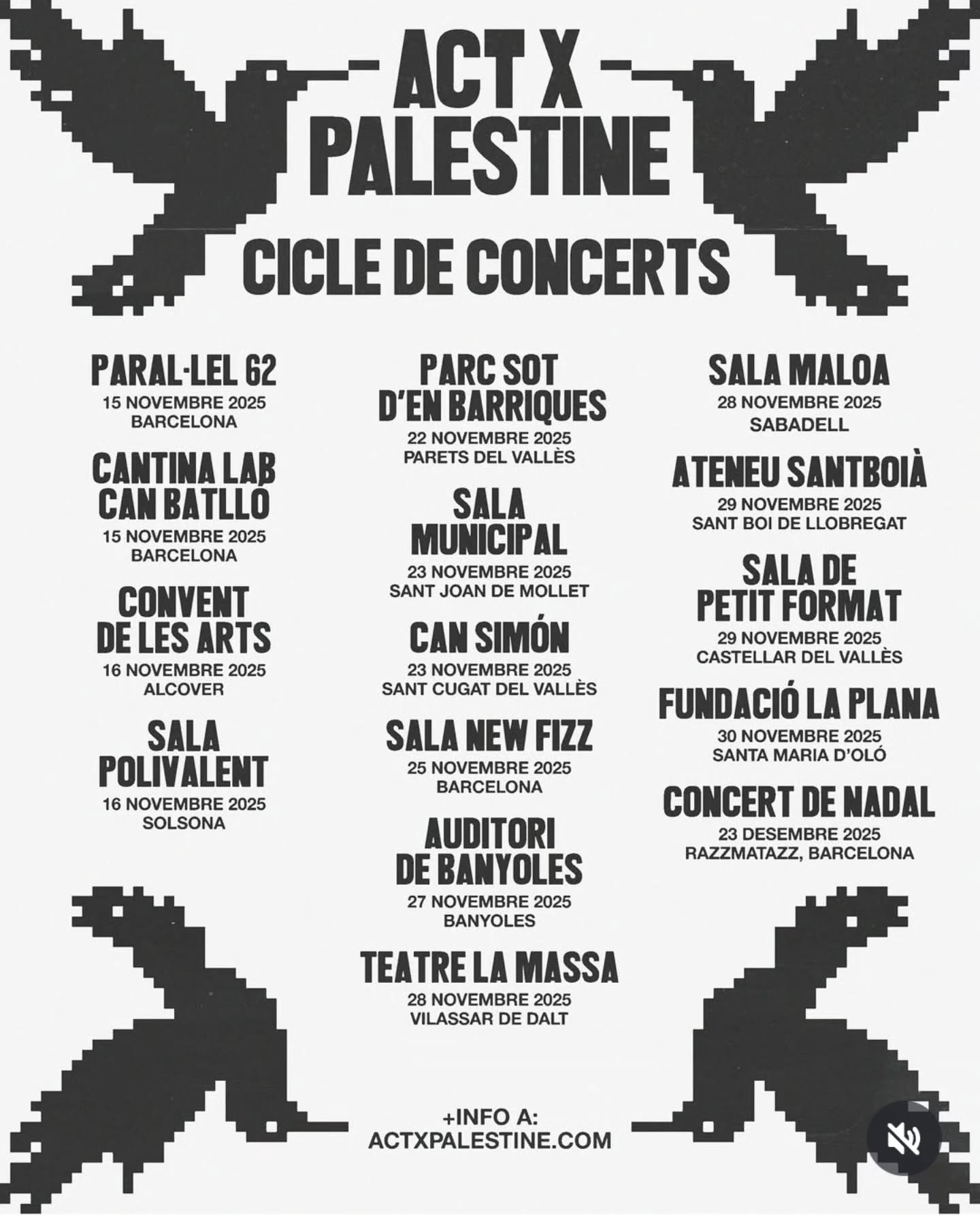 Act x Palestine a Vilassar!
Ens sumem a la denúncia col·lectiva enfront el genocidi i la barbàrie sobre Gaza per part de l'Estat d'Israel!
📍El proper 28 de novembre concert a @lamassateatre a les 20h
🎫 Tota la recaptació anirà destinada a donar suport a les víctimes de Gaza i Palestina
🎶 Amb @gregotechno @guillemroma @carola.ortiz.music @espora.musica i @martakaoba
Entrades a l'enllaç de la bio
Per una Palestina lliure! Per un món lliure de violències!
@actxpalestine_ @actxpalestine_global