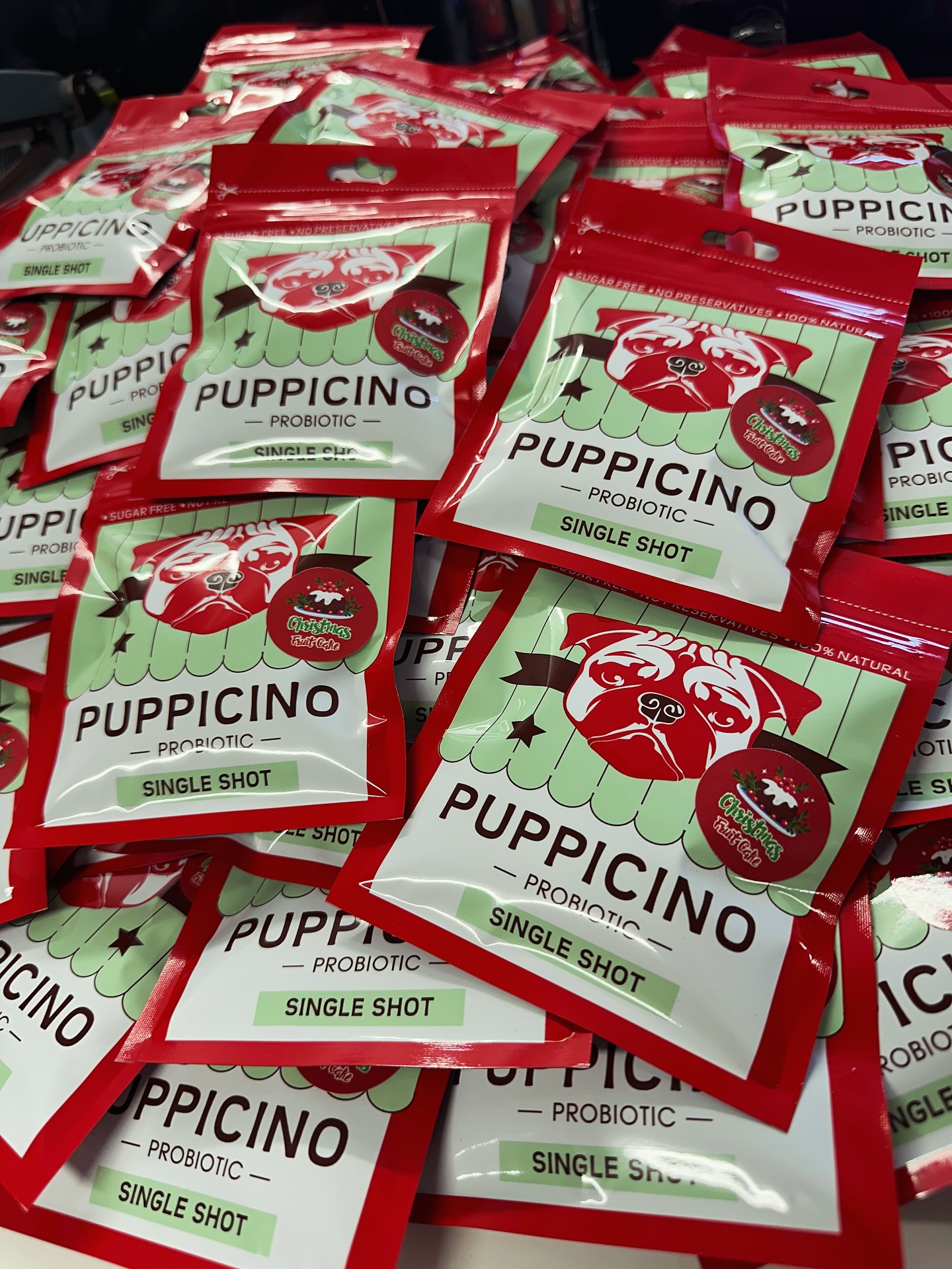 Christmas stock preparations are underway!! 🎄🤶#puppychristmas #kittychristmas #puppicino #lbarkery