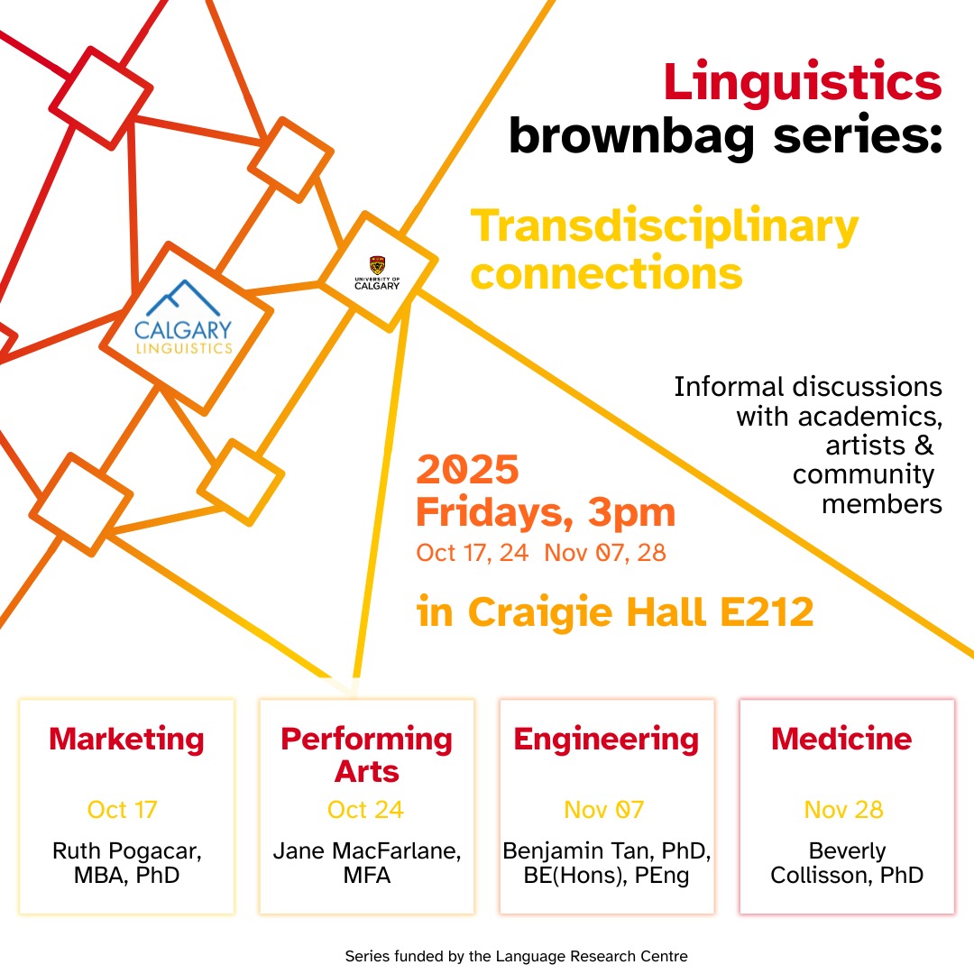 This Friday! Continuing on our NEW brownbag series! We will explore Linguistics with Creative Performing Arts! 🎭
Fri, Oct 24 | 3pm | CHE 212
This week, we will have Ms. Jane MacFarlane, MFA, from School of Creative and Performing Arts.
#linguisticsbrownbagseries #linguistics #transdisciplinaryconnections #creativeperformingarts