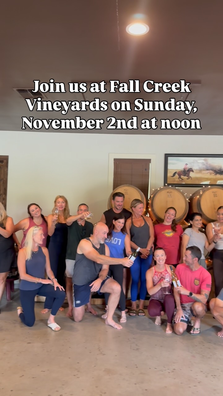 Join us on Sunday, November 2nd at @fallcreekvineyards at noon for our last public experience of 2025! Join us for our signature yoga class that’s infused with wine facts, followed by a mindful tasting of two of wines. Stay after for 15% off bottles of wine! 🧘🏽♀️🍷🍇
Link in bio!