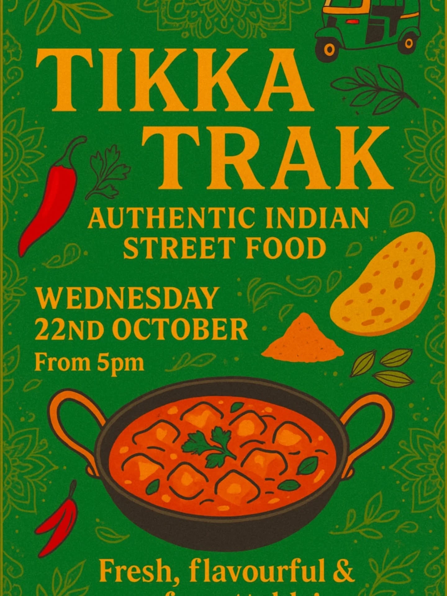 Don't forget we have the amazing Tikka Trak in tomorrow to serve their delicious food !! We hope we'll see you there for a great time