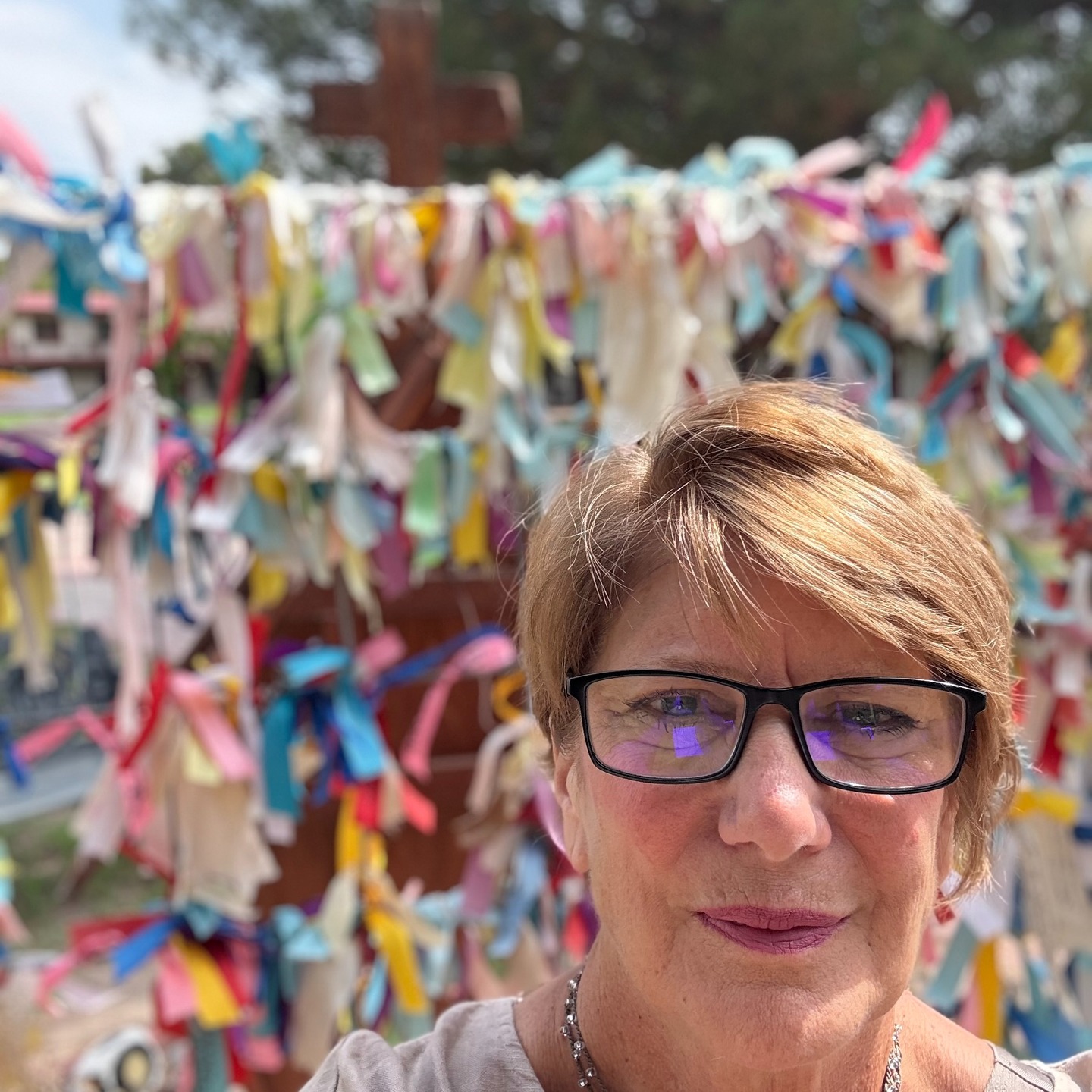 MARY, the PROBLEM SOLVER
In May, I was visiting a friend in Las Cruces, New Mexico, when I took this picture. I was standing in front of a thousand ribbons, each attached to a collection of strings. I was introduced at this Franciscan retreat center to MARY, UNDOER OF KNOTS. They invited you to take a ribbon, and with a sharpie, write your request, your knot, your small problem on the ribbon, and add it to the many knots people are sharing, with the hope that Mary will intercede and make your knot go away. It was a beautiful collection of problems, probably many are the same. What would your knot be?