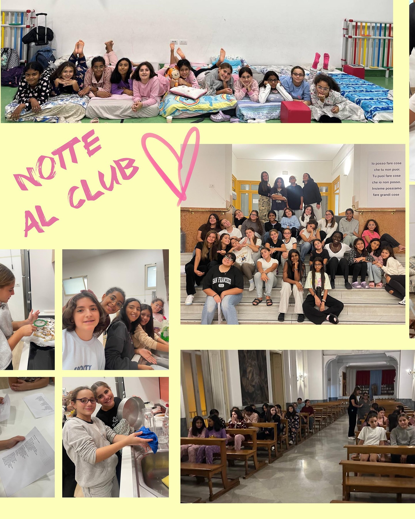 ✨una notte speciale al club: tra risate, giochi, preghiera e una cena condivisa, abbiamo scoperto quanto sia importante essere responsabili anche nell’amicizia. Un tempo prezioso per parlare, ascoltarci e crescere insieme 🩷✨