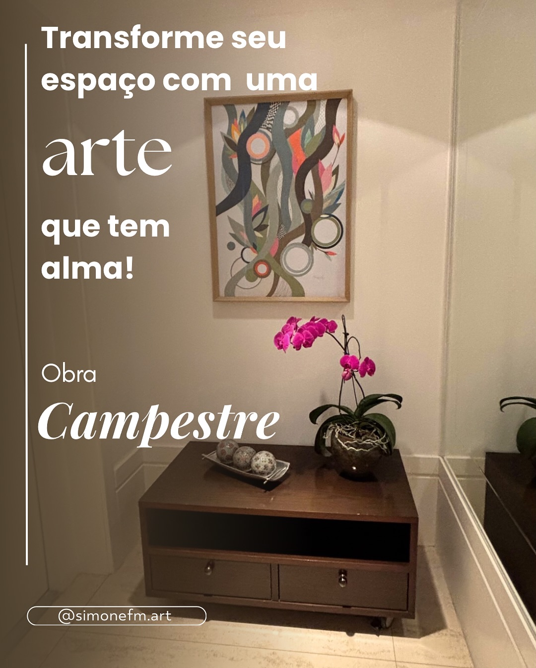 Campestre
Quando a arte encontra o espaço certo, tudo muda.
A energia flui, o olhar descansa e o coração se conecta.
Minha obra Campestre nasceu dessa busca por harmonia entre forma, cor e sentimento.
Ter uma arte autoral em casa é mais do que decorar,
é permitir que a beleza e a emoção façam parte do seu cotidiano.
Que tal ter uma obra feita especialmente para você?
Cada arte que crio é única, feita para refletir sua história e essência.
Encomende a sua ou descubra mais em @simonefm.art.
#arte #colagem #presentecriativo #arteafetiva #zentangle #decoraçãoafetiva
