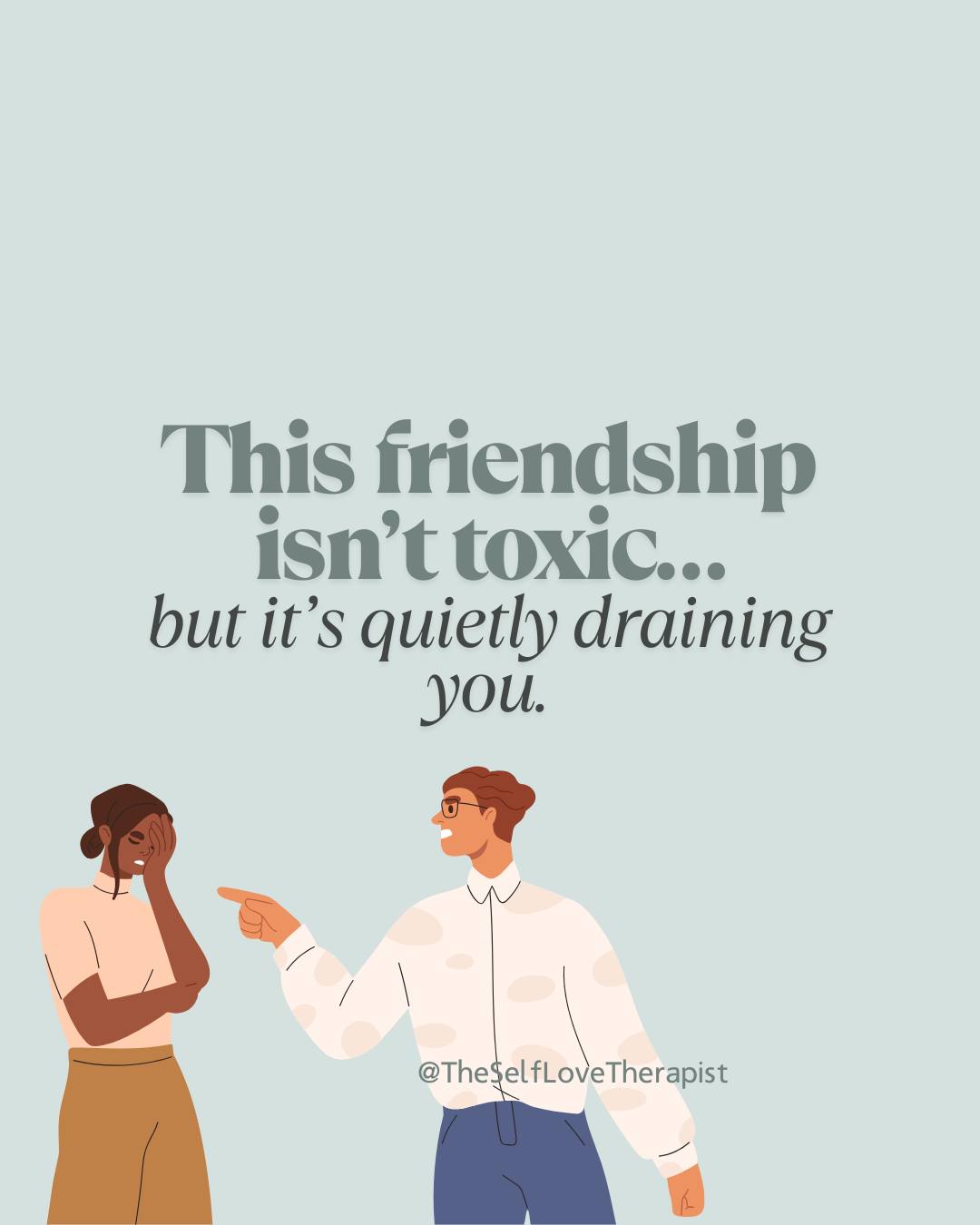 Have you ever noticed a friendship draining you, but found yourself excusing it, justifying it, or shrinking to make it work
You are not alone
Unhealthy friendships often do not arrive with drama or big betrayals. Sometimes they quietly mirror patterns from our families, communities, or cultures — where your needs were overlooked, your feelings dismissed, or you learned that keeping the peace meant sacrificing yourself
It might look like:
💭 Feeling anxious before you see them
💭 Giving more than you receive and excusing it
💭 Feeling guilty for setting boundaries
💭 Having your emotions minimised or ignored
💭 Leaving interactions exhausted or unseen
These are relational cues, not personal failures. They reflect old lessons your nervous system learned about safety, loyalty, and connection
The truth is you deserve friendships that feel safe, reciprocal, and nourishing. Ones where your voice is heard, your boundaries are respected, and your presence is valued without conditions
It is not mean to protect your peace
It is not too much to want mutuality
It is not disloyal to choose you
🧡 Swipe through to see the subtle signs of unhealthy friendships, and remember you are allowed to outgrow what no longer serves you
💬 Have you ever walked away from a friendship that no longer felt right? What helped you finally see it clearly? Let’s talk in the comments
📌 Save this post for those times you start second-guessing yourself
#TheSelfLoveTherapist #RelationalTherapy #SystemicTherapy #FriendshipBoundaries #EmotionalHealth #InnerChildHealing #PeoplePleasing #TraumaInformed #BoundariesAreLove #SelfWorth #HealingJourney