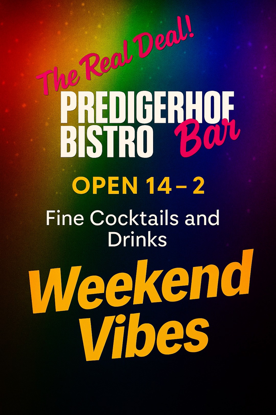 Weekend vibes are calling 🌈🍸
Fine cocktails, hot beats & happy faces 💋
The Real Deal – Predigerhof Zurich 🕺
#Predigerhof #ZurichGayBar #WeekendVibes #TheRealDeal #LoveIsLove #ZurichNightlife