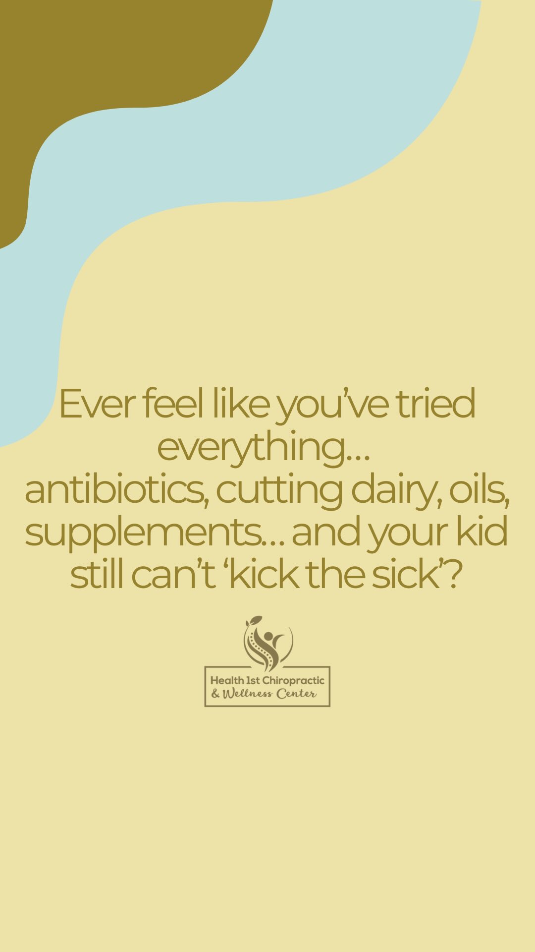 What most parents don’t realize is that it’s not just about their immune system… it’s about their building an adaptable nervous system.
When your child’s body is stuck in stress mode, it can’t rest, digest, or fight off illness the way it’s designed to.
That’s why the same colds, ear infections, or congestion keep coming back, again and again.
At our Raising Healthy Kids Naturally Workshop, we’re breaking down why this happens and showing you simple, natural ways to help your family finally break free from the sick cycle.
Join us Tuesday, November 11th at 6PM at Health 1st Chiropractic.
Spots are limited, tap the link in bio to save your seat!
#immunesystem #adrenalfatigue #colds #influenza #flu #chroniccough #energy #antibiotics #probiotics #FluSeasonTips #GutHealth #nervoussystem #kidsguthealth #immunesupport #twincitiesmom #invergroveheights #southstpaul #eaganmn #weststpaulmn #woodburymn #mnmom #minnesotamom #stpaulpark #cottagegrove #eaganmoms #stpaulmoms #woodburymoms #ighmoms #twincities #twinciteswellness