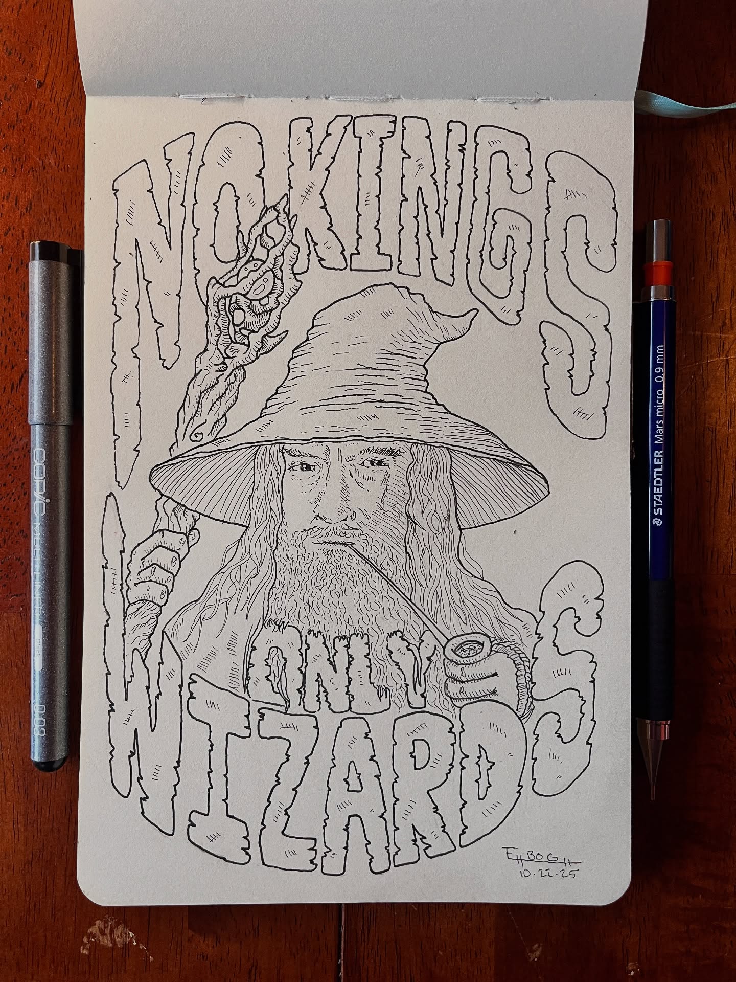 Prompt-“SCEPTER” - No kings, Wizards only fools!
-
#drawfordays @stickersfordaysllc #draw #wizard #inkdrawing #nokings #wizardsonlyfools