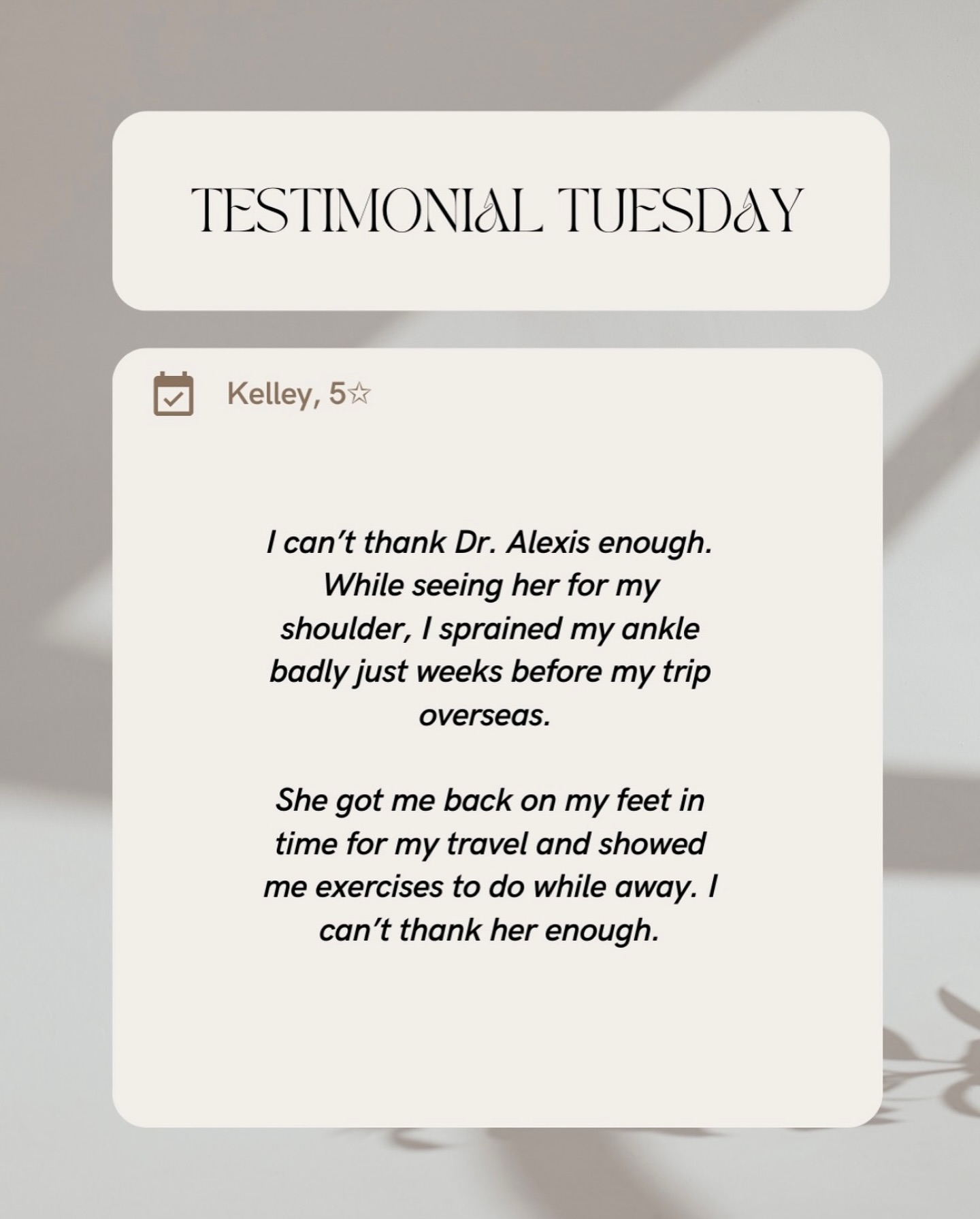 Ever had your plans derailed by an injury at the worst possible time?
That’s exactly what happened to Kelley.
She came to see us for shoulder pain but then needed help with her ankle.
Most clinics would’ve said “rest, ice and we’ll see you when you’re back.”
But at Fearless Movement, we don’t just patch up pain and send you on your way.
We problem-solve and get you back to doing what you love, pain free.
Recovery isn’t about stopping your life, it’s about finding a way to keep living it.
☎️ click the link in our bio to book a call
