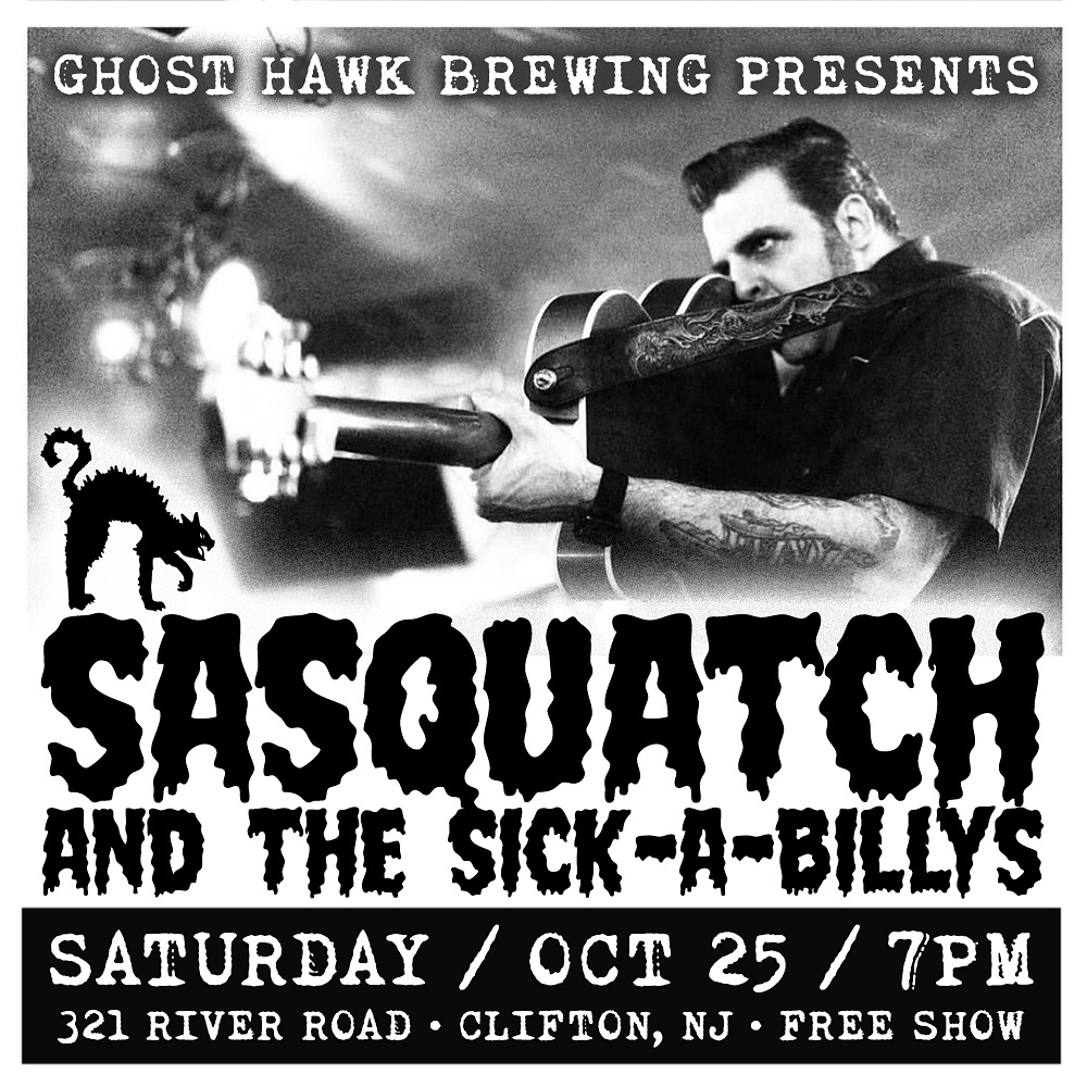 Something wicked is howlinā through the Nest this weekendā¦ šŖš©ø
Our good pal @kingsickabilly makes his rippinā return to the taproom for one final showdown⦠the last stop on their cross-country rampage. The tour kicked off in NYC back in September, tore across the West Coast, and now it all ends right here.
Rockabilly fury. Screaminā guitars. Cold pours and chaos. Let the pre-Halloween carnage begin with the best free show in town.
If you havenāt seen Sasquatch and the Sick-A-Billys before, youāre in for a treat⦠spooky seasonās in FULL effect at the Hawkās Nest.
šø Saturday 10/25 ⢠Live sets kick off at 7PM
SEE YOU THIS WEEKEND!
š»š»š»
#ghosthawkbrewingco #cliftonnj #hawkshigh #beerflavoredbeer #halloweenvibes #rockabilly #hauntedhops #ghosthawk #octobervibes #spookyszn #sasquatchandthesickabillys