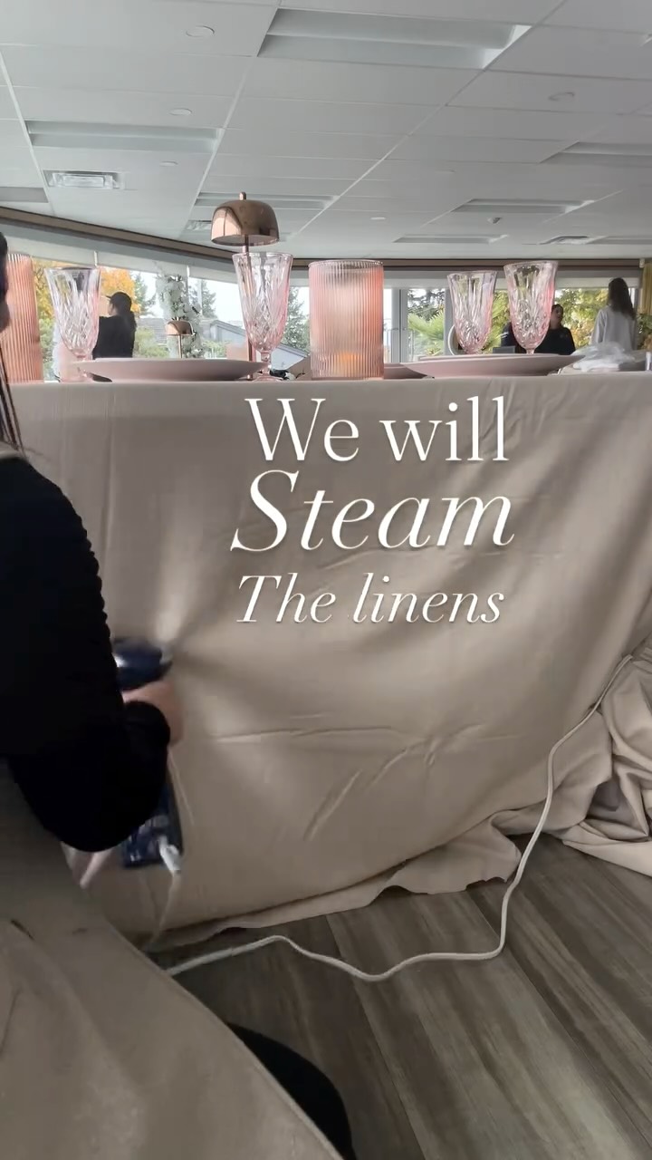A wrinkled linen is never a yes.
It takes more time of course. It is necessary for those crisp photos.
Often rental linens that were steamed do come wrinkled a quick steam to get those linens will always be added to our timelines on set up day.
#yvrweddingplanner #yvrwedding #vancouverwedding #vancouverengagement