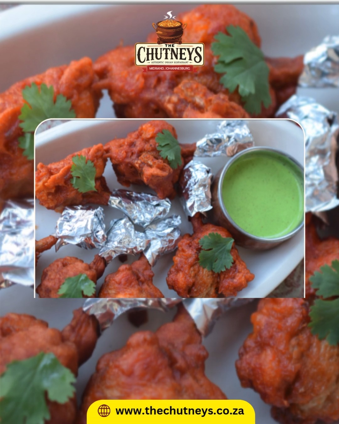 The Chicken Lollipop: India’s twist on Chinese magic!
Meet the Chicken Lollipop India’s twist on classic Chinese flavors! These drumettes are marinated in aromatic spices, deep-fried to golden perfection and bursting with juicy, tender goodness. Perfect as a starter or a snack, they’re a flavor-packed treat you don’t want to miss!
Follow us on social media for more info👇
Insta - @thechutneysrestaurant https://www.instagram.com/thechutneysrestaurant...
Fb - https://www.facebook.com/thechutneys
Web - https://www.thechutneys.co.za
#TheChutneys #AuthenticIndianCuisine #TasteOfIndia #FoodLoversParadise #IndianFoodie #FoodiesOfJohannesburg #MidrandEats #chickenlollipop