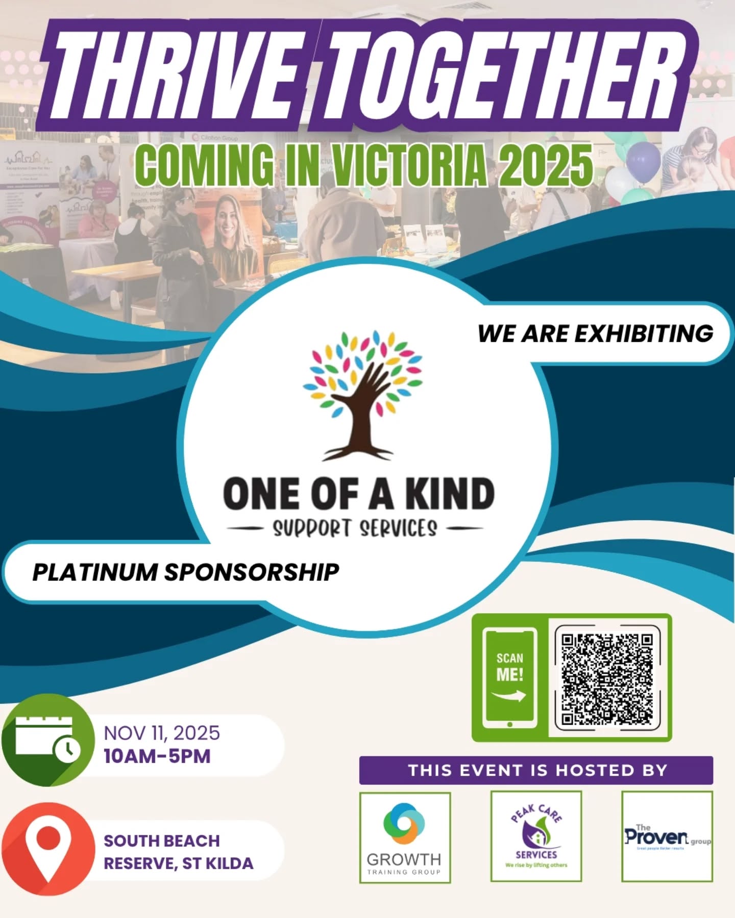 Come and join us at the Thrive Together Expo St Kilda ✨
Grab your free general attendee ticket and enjoy:
🎶 Live music and performances
🍔 Delicious food trucks
🎯 Family fun and games
🩷 Community Spirit and Connection
🎁Raffles, prizes and more
Bring your friends, family and good vibes - it's going to be an unforgettable day by the beach! ⛱️
🗓️ Tuesday, 11th of November
🕜 10am to 5pm
📍 South Beach Reserve, St Kilda
🎟️ Free Entry | Family Friendly | All Abilities Welcome
Grab your free ticket now! Link in bio ☝🏾
#thrivetogethervictoria #communityfestival #StKildaEvents #FreeEvent #FamilyDay #Melbourne #OneOfAKindsuppoetservices #ONEOAKSS