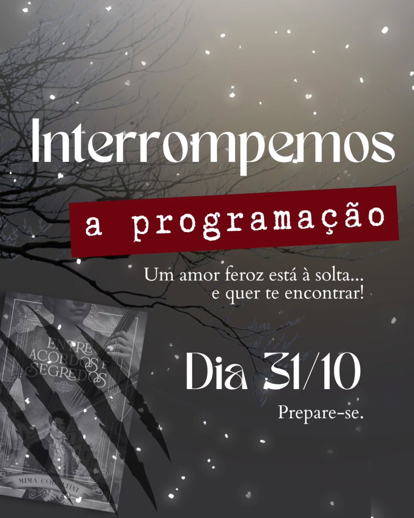 O Halloween está chegando... Vocês estão ouvindo o chamado da Lua? 🌕
Vamos dar uma breve pausa no Romance de Época, Mimosas, mas retornaremos à programação normal quando as criaturas sobrenaturais se recolherem outra vez (ou será que elas vieram para ficar também?) ❤️
É um momento muito especial para mim, pois esta será a minha primeira história ✨ publicada por uma editora ✨, então conto com vocês para que seja ainda mais incrível! 🥰
O mistério será revelado AMANHÃ 👀
Quem atenderá ao chamado comenta: EU! 🙋🏻♀️ (AUUU 🐺 também serve)
#romantasia #livrosderomance #livrosemaislivros #romancebooks #halloweenbooks #bookstagram #bookstan
