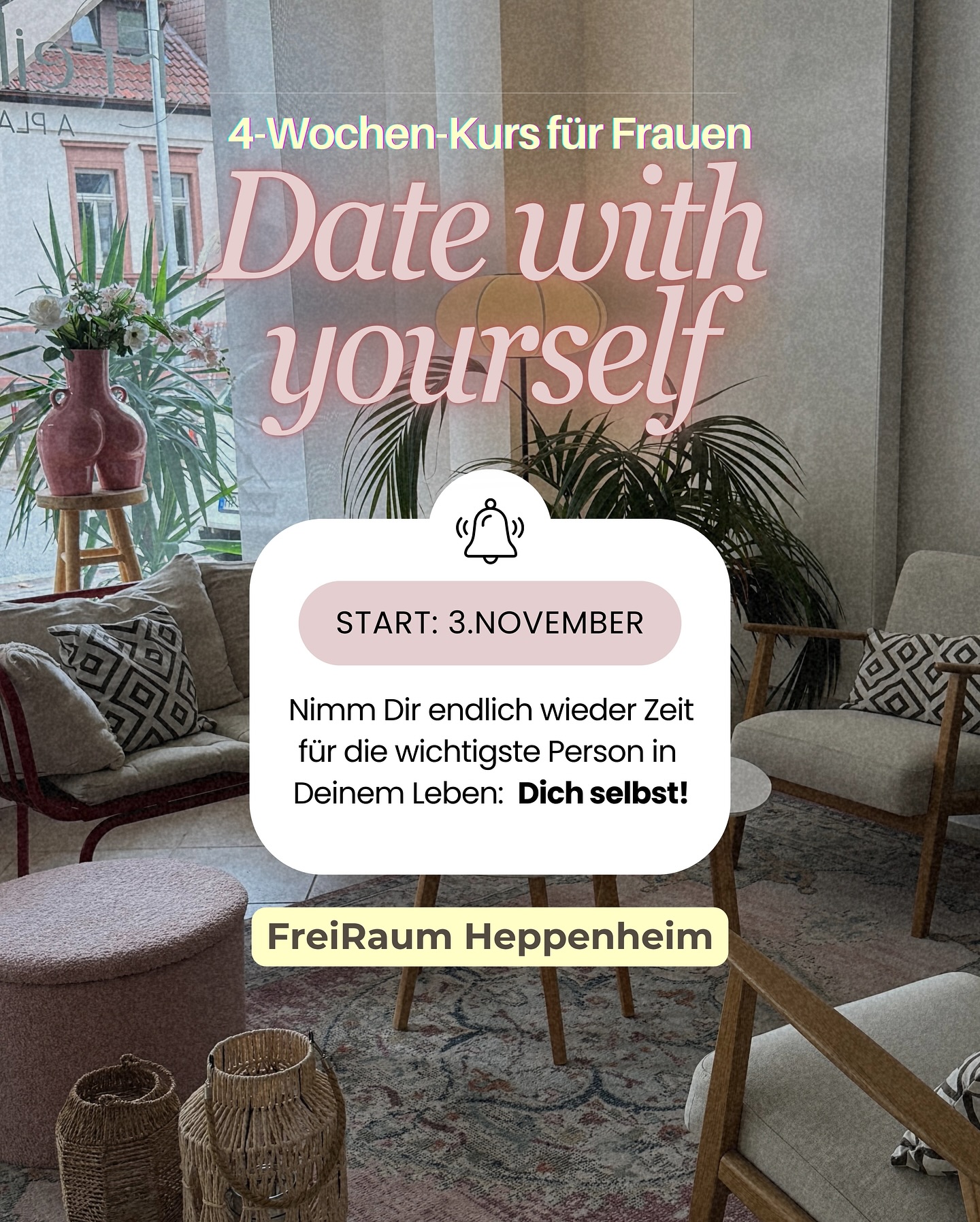 Ja, ich weiß – in Deinem Alltag funktioniert alles.
Aber Du selbst funktionierst nur noch mit 🫠
Dein Kopf ist voll, der Tag läuft –
und innerlich sehnst Du Dich nur danach, endlich mal in Ruhe gelassen zu werden.
Nach einem Moment, in dem Du einfach auf „Pause“ drücken kannst..🔇
➡️ Das Spannende ist:
• Du brauchst keinen magischen Pauseknopf.
• Keine zusätzliche Struktur.
• Und keinen Tag, der 48 Stunden hat.
✔️Was Du brauchst, ist Fokus.
Nicht auf noch mehr To-dos – sondern auf das, was Dich wirklich beschäftigt.
FOKUS:
👉🏼Auf das, was Dich belastet.
👉🏼 Auf das, was Dich erfüllt.
👉🏼 Auf das, was Dir und Deiner Familie wichtig ist.
💓Und auf Dich selbst.
Denn Veränderung beginnt dort, wo Du bereit bist, ehrlich hinzusehen – statt weiter nur zu funktionieren.
Und genau das tun wir in diesem Kurs⤵️
💖 Date with yourself:
Vier Abende, die Deinen Alltag verändern –
nicht, weil Du mehr tust, sondern weil Du beginnst, anders mit Dir und Deiner Zeit umzugehen.
💫 4 Wochen. 4 Dates.
Und eine Entscheidung, die Dein Leben leichter, bewusster und erfüllter macht.
📅 Start: 3. November 2025
📍 FreiRaum Heppenheim
🕯 Inkl. Workbook, Wein & alkoholfreie Aperitifs
👉 Alle Infos & Anmeldung über den Link in meiner Bio oder per Direktnachricht.
‼️ Nur noch 4 Plätze frei!
#freiraumheppenheim #selbstfürsorge #frauenkurs #mamasunterstützenmamas #balancefinden #freiraumfürdich #heppenheim #bensheim #lorsch #zwingenberg #weinheim #heppenheimanderbergstrasse #viernheim #mamaauszeit