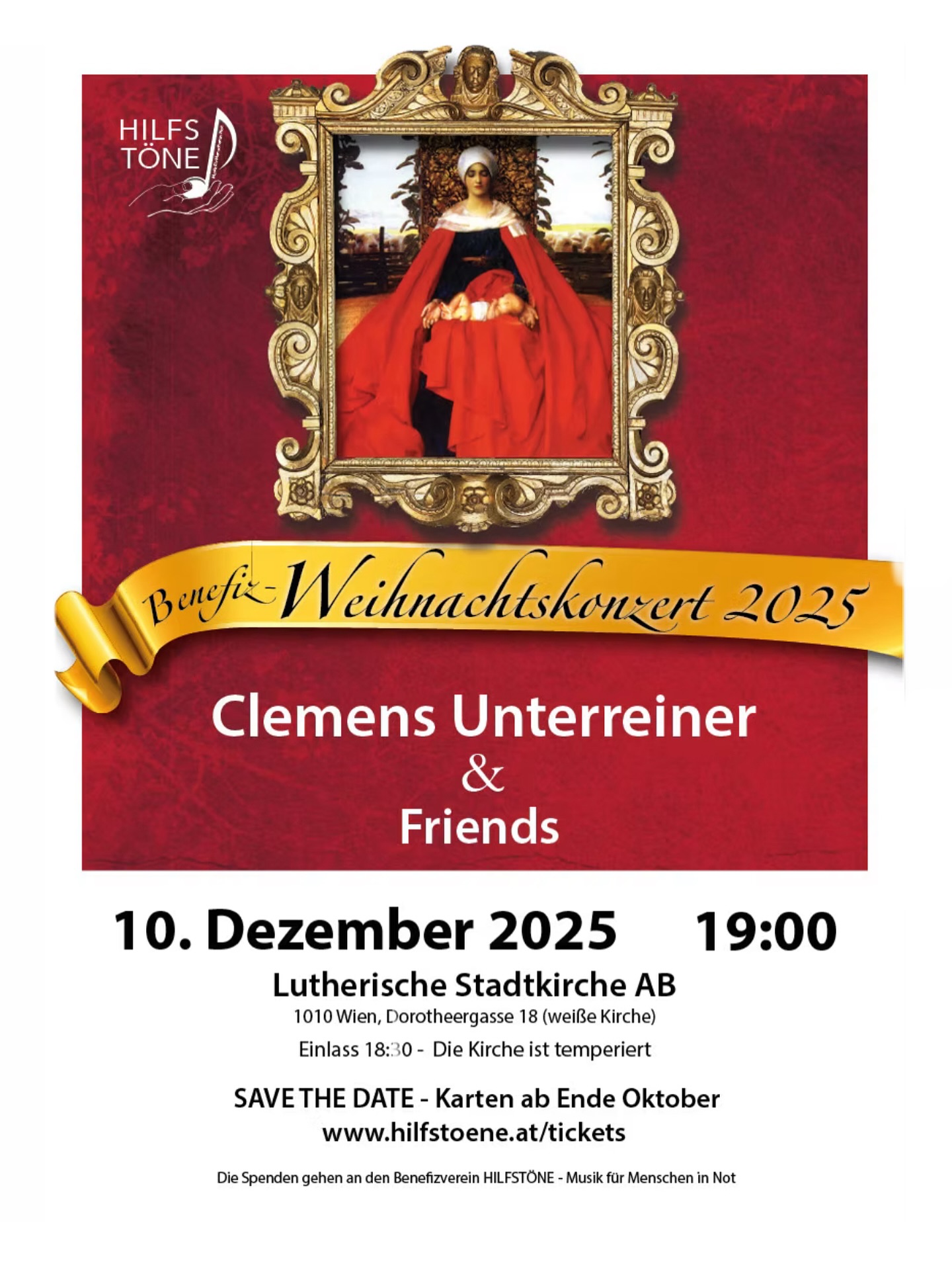 SAVE THE DATE 🚨 10.12.2025 🎶 WEIHNACHTEN der STARS 🤩 Unterreiner & Friends 🤩 das große BENEFIZ WEIHNACHTSKONZERT für Menschen in Not 🫶 Karten ab 30. Oktober ONLINE unter www.hilfstoene.at/tickets @Clemens Unterreiner @hilfstoene @lutherische_stadtkirche_wien #ClemensUnterreiner #weihnachtskonzert #weihnachten #kammersänger #unterreinerandfriends #concert #konzert #charitygentleman #hilfstoene #benefiz #operasingers 📸©️CU | HILFSTÖNE |