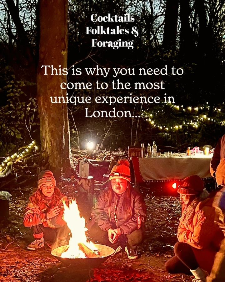 Comment ‘me please!’ For more info and a 10% discount code.
There’s a reason every experience has sold out in the last 12 months. It’s a magical journey through the wild plants, wild tales and wild drinks that nature has to offer. Tickets include three foraged cocktails, storytelling round the fire, an immersive foraging walk and a mini community of other wonderful people.
Book your place for Christmas, or join the waitlist for next year
#londonexperiences #londonevents #londonnature #natureexperience #hackney #towerhamlets #foraging #folklore