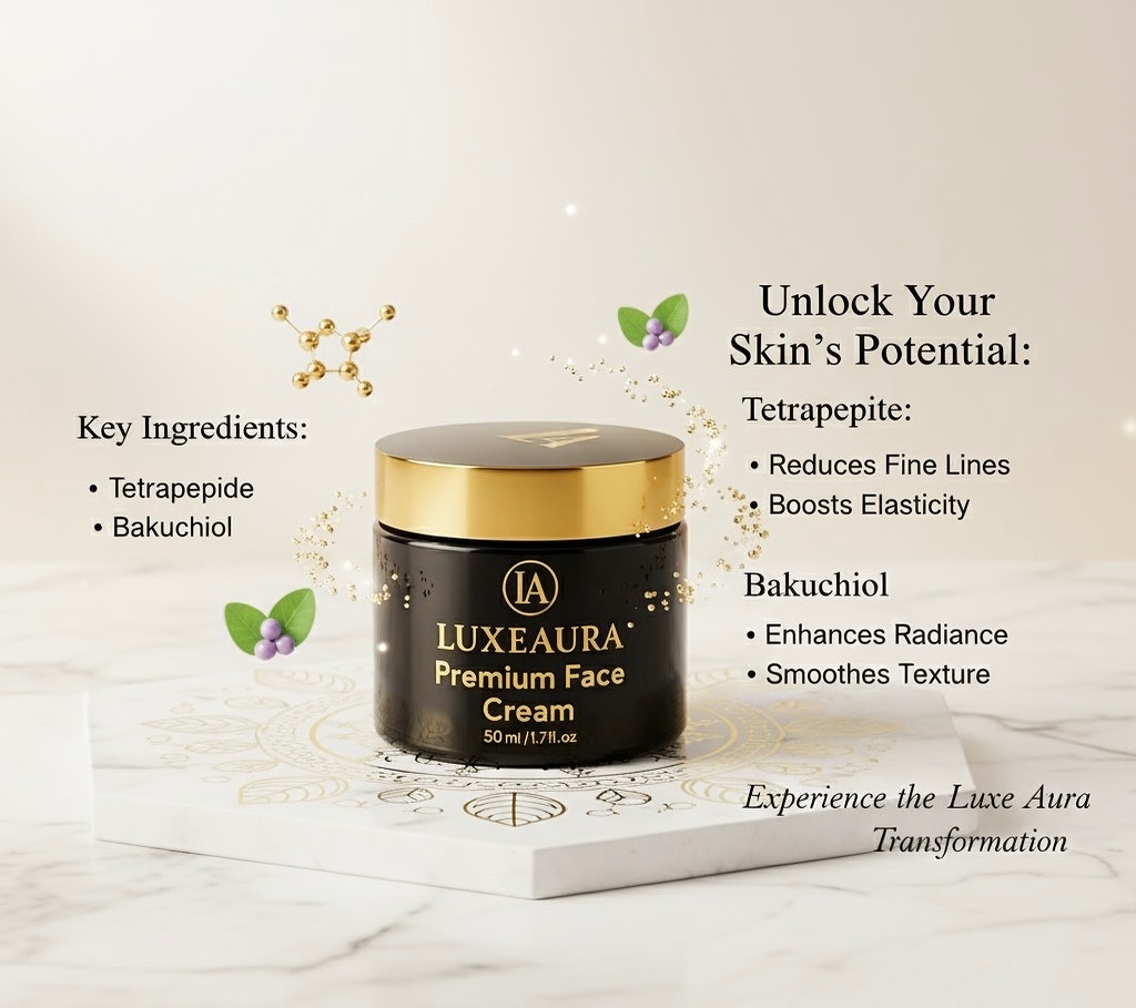 Unveiling Your Skin’s Renaissance: Luxe Aura Premium Face Cream,Imagine a touch of pure luxury, a secret whispered from ancient skincare rituals to modern science. Luxe Aura Premium Face Cream is not just a cream; it’s an experience, a journey to rediscover the luminous, resilient skin you deserve.
At its heart lies a powerful duo: Tetrapeptide and Bakuchiol. Tetrapeptide: This advanced ingredient is your skin’s silent architect. It works tirelessly to firm and lift, visibly reducing the appearance of fine lines and wrinkles. Feel your skin’s elasticity return, revealing a smoother, more youthful contour. With every application, your complexion gains a refined elegance, a testament to revitalized skin structure.
Bakuchiol: Nature’s gentle answer to retinol, Bakuchiol offers all the incredible benefits without irritation. It’s a botanical powerhouse that stimulates cell turnover, brightens skin tone, and targets imperfections. Watch as your skin transforms, becoming more even, radiant, and undeniably vibrant. It’s the secret to a refined texture and a luminous glow that truly captivates.