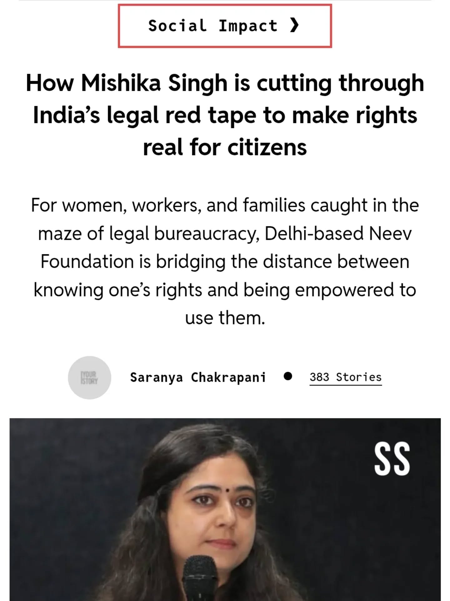 We’re deeply honoured that @yourstory_com has featured our Founder, Advocate @mishikasingh, and Neev Foundation for Legal Aid’s journey toward making justice accessible for women, informal workers, and communities often left behind.
From the aftermath of the 2020 Delhi riots to creating legal-awareness and mediation models that centre dignity over delay, this story captures what drives our work — justice that is not just a right, but a lived experience.
Read how we’re cutting through India’s legal maze with compassion and collaboration - link in comments.
#NeevFoundation #AccessToJustice #GenderJustice #LegalAid #YourStory #SocialImpact #WomenInLaw