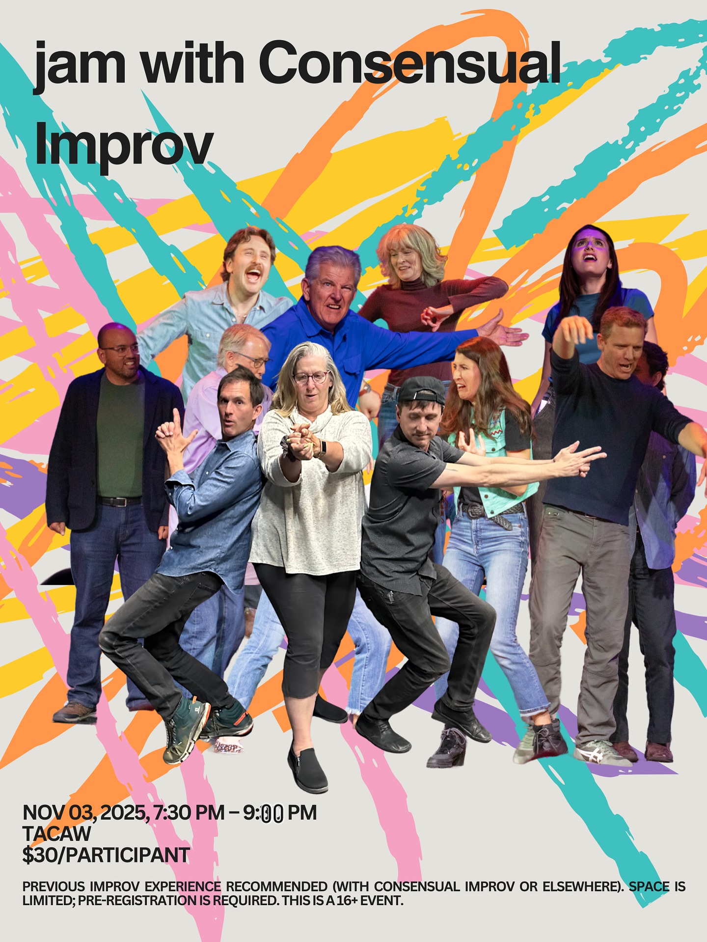 Come play with us! Improv Jam @tacaw_org on Nov. 3rd, from 7:30-9:00pm. Pre-registration is required and space is limited. Go to TACAW.org to register. See you there! 💃🏻👯♂️🪩🕺🏻💥