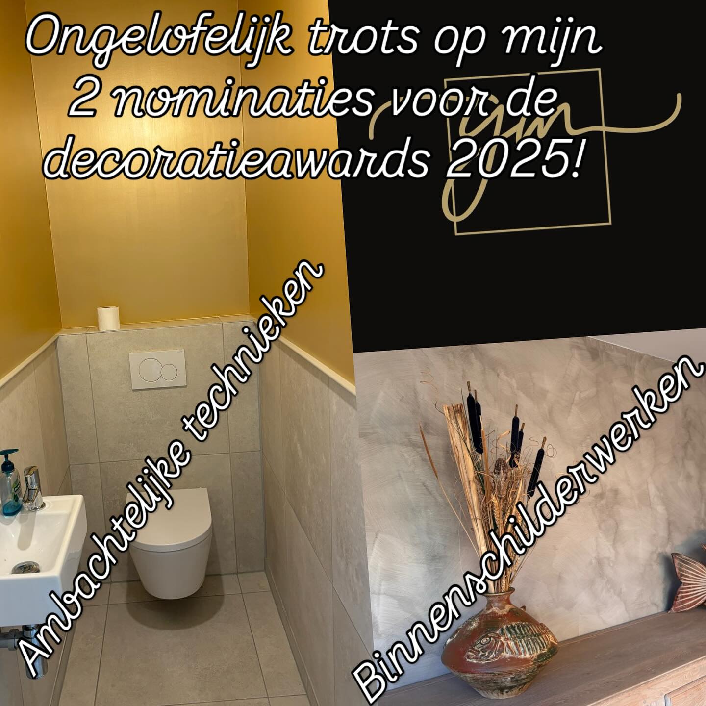 Met trots genomineerd voor de decoratieawards in de categorie binnenschilderwerken met een zelf ontworpen schildertechniek en in de categorie ambachtelijke technieken met imitatie van keramische tegels en eigen schildertechniek.
#gmhomestyling #decoratieawards2025 #pmgmedia #schilderwedstrijd #interieurdesign #ambachtelijketechnieken #imitatie #fauxmarbre #schilderwerken